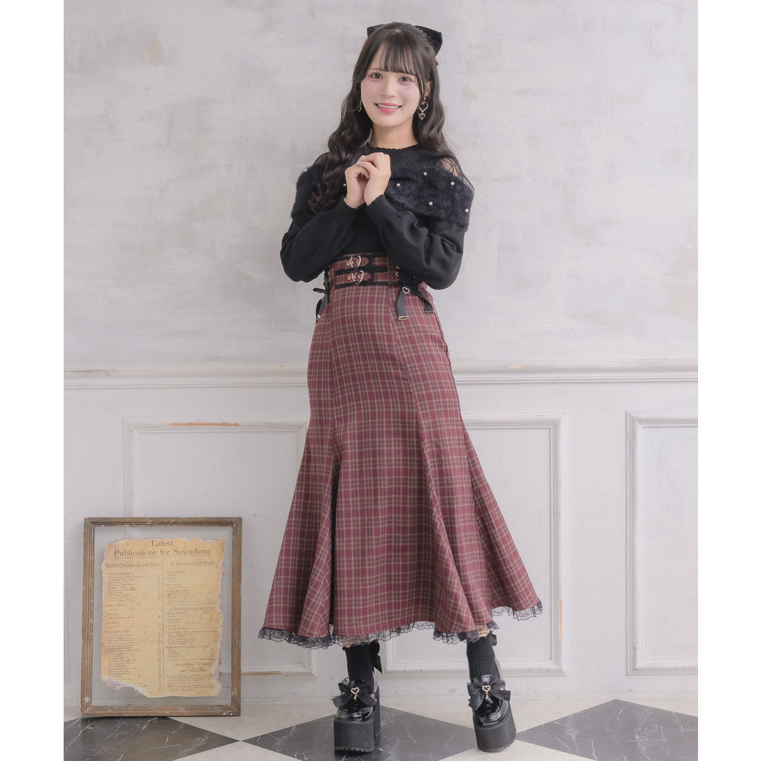 ロジータ ROJITA レースアップロングマーメイドスカート （ボルドー） ボルドー