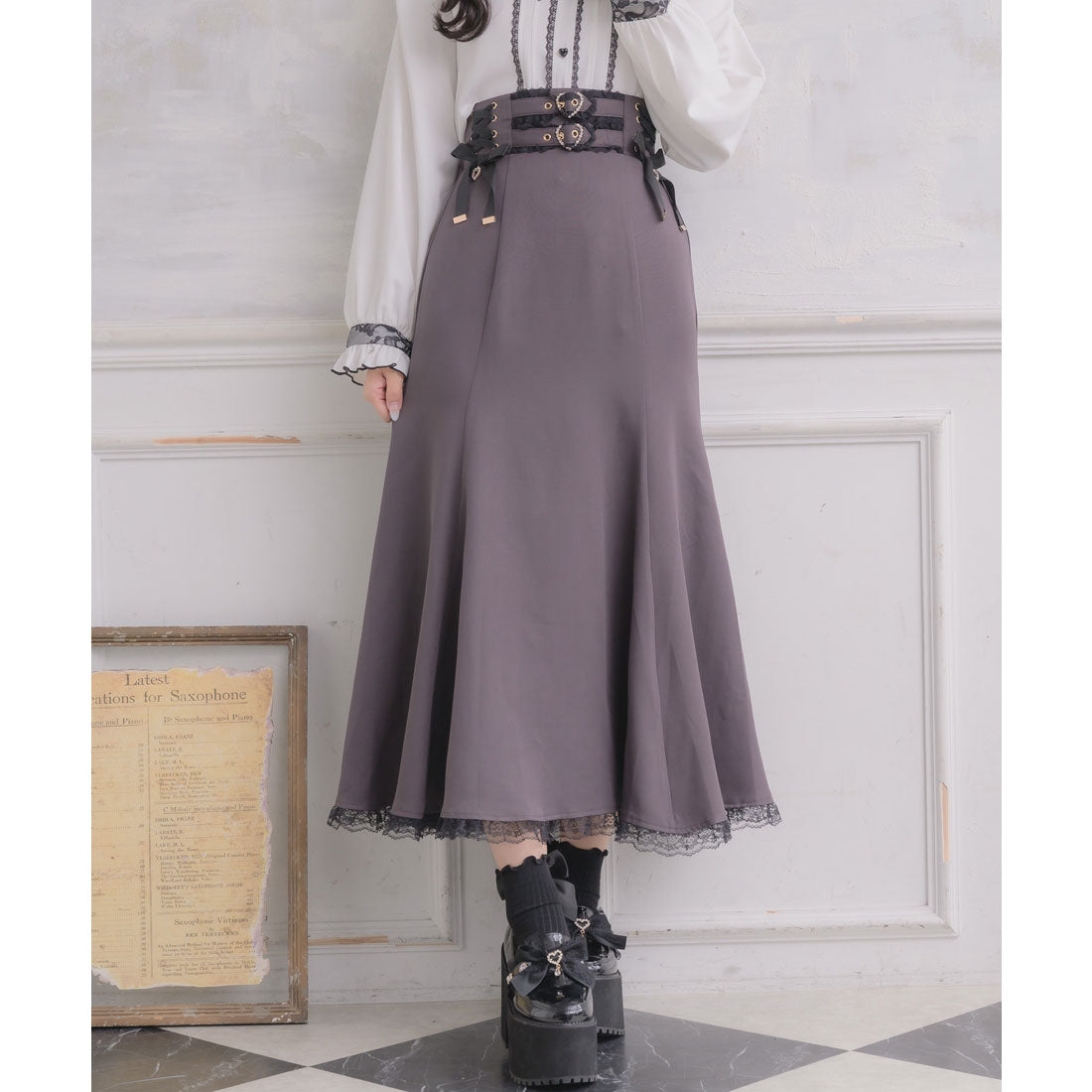 ロジータ ROJITA レースアップロングマーメイドスカート （グレー） グレー