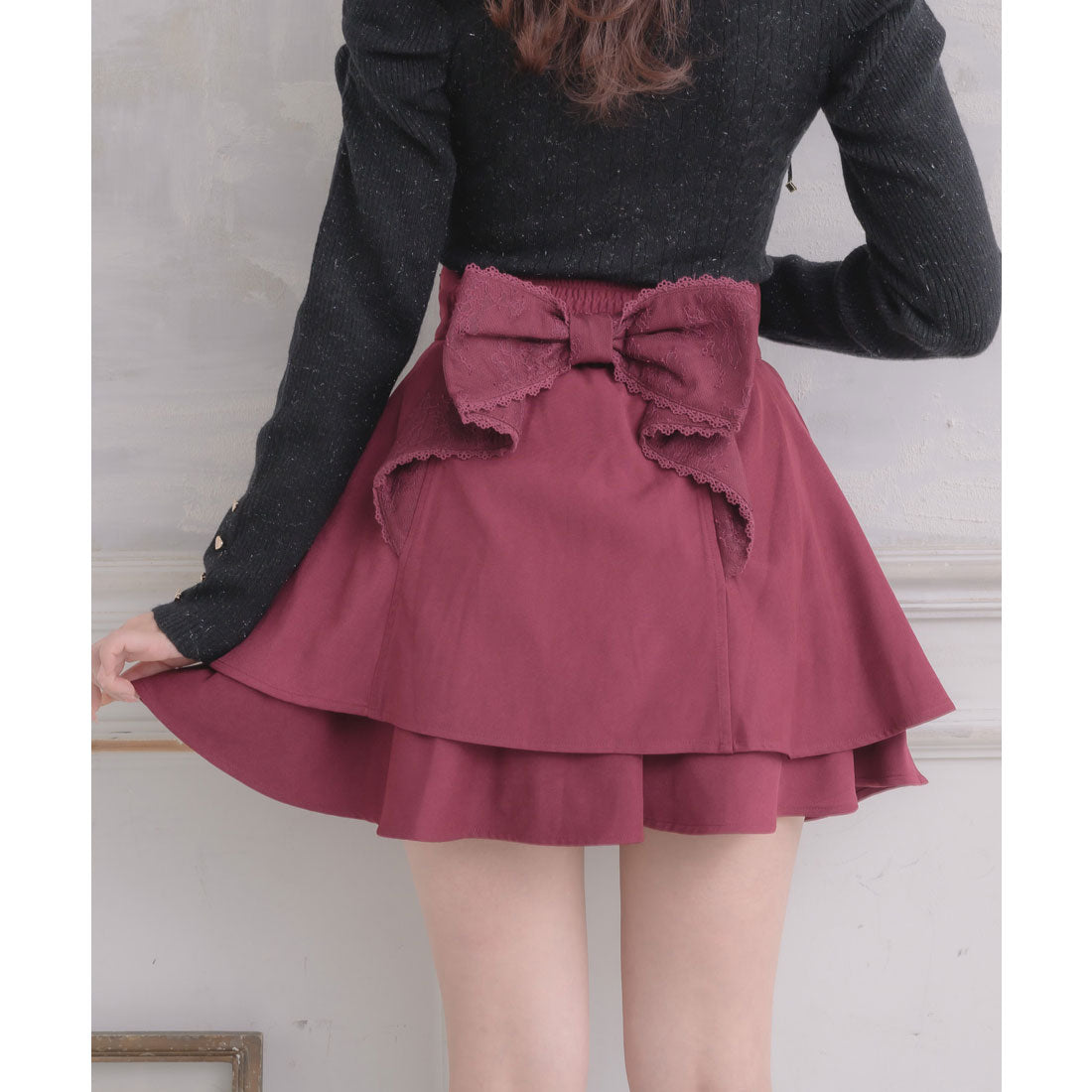 ロジータ ROJITA バックリボンダブルフレアスカパン （ボルドー） ボルドー