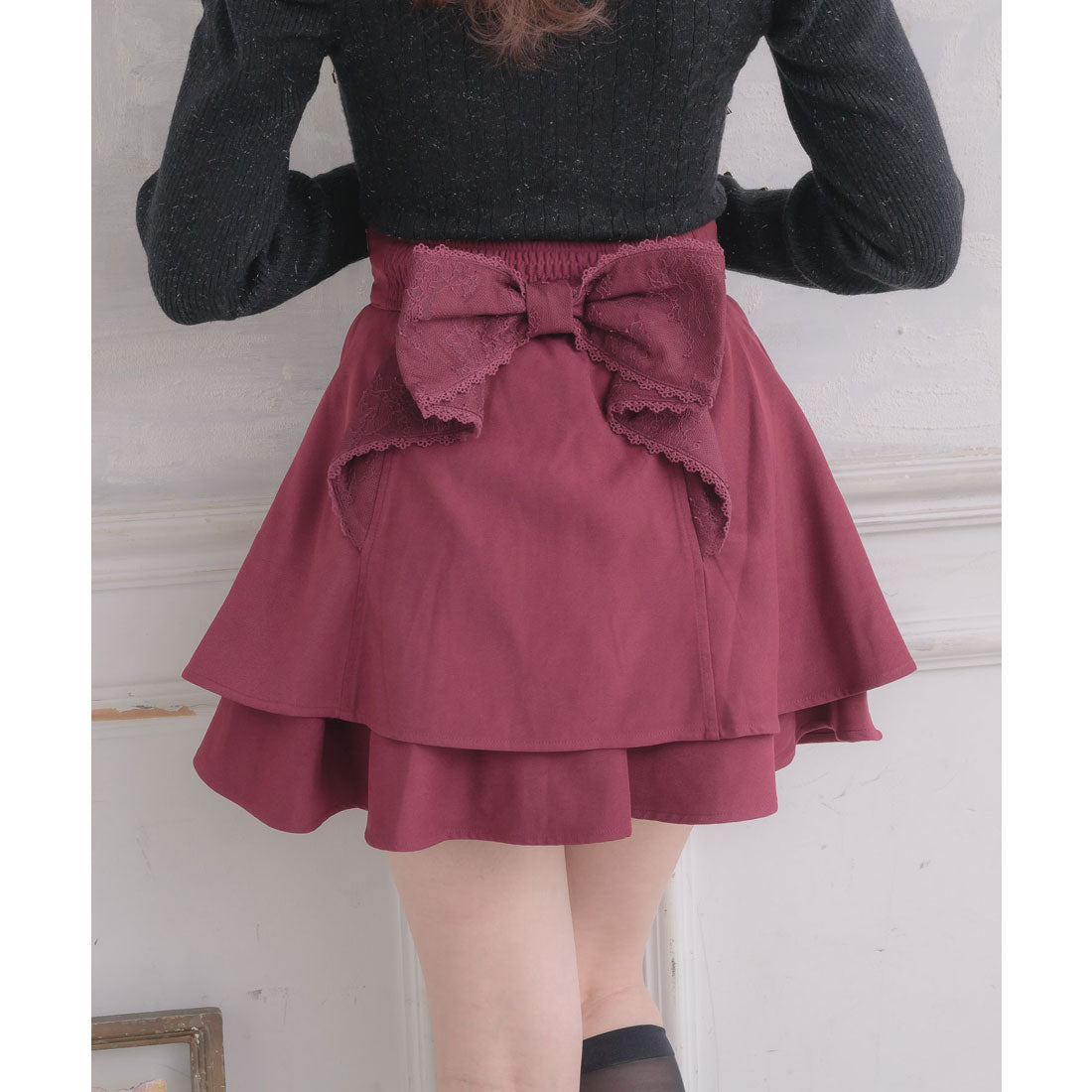 ロジータ ROJITA バックリボンダブルフレアスカパン （ボルドー） ボルドー