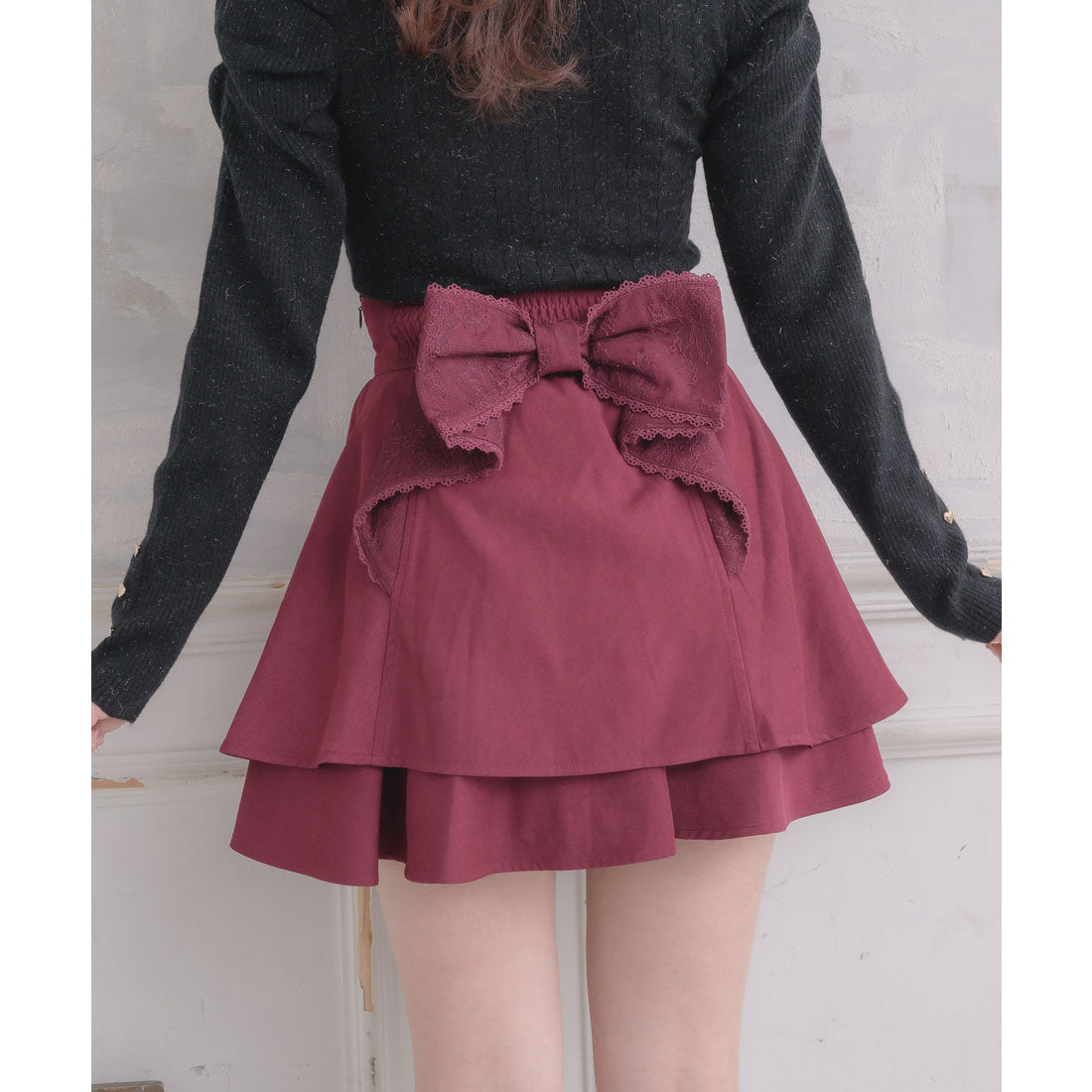 ロジータ ROJITA バックリボンダブルフレアスカパン （ボルドー） ボルドー