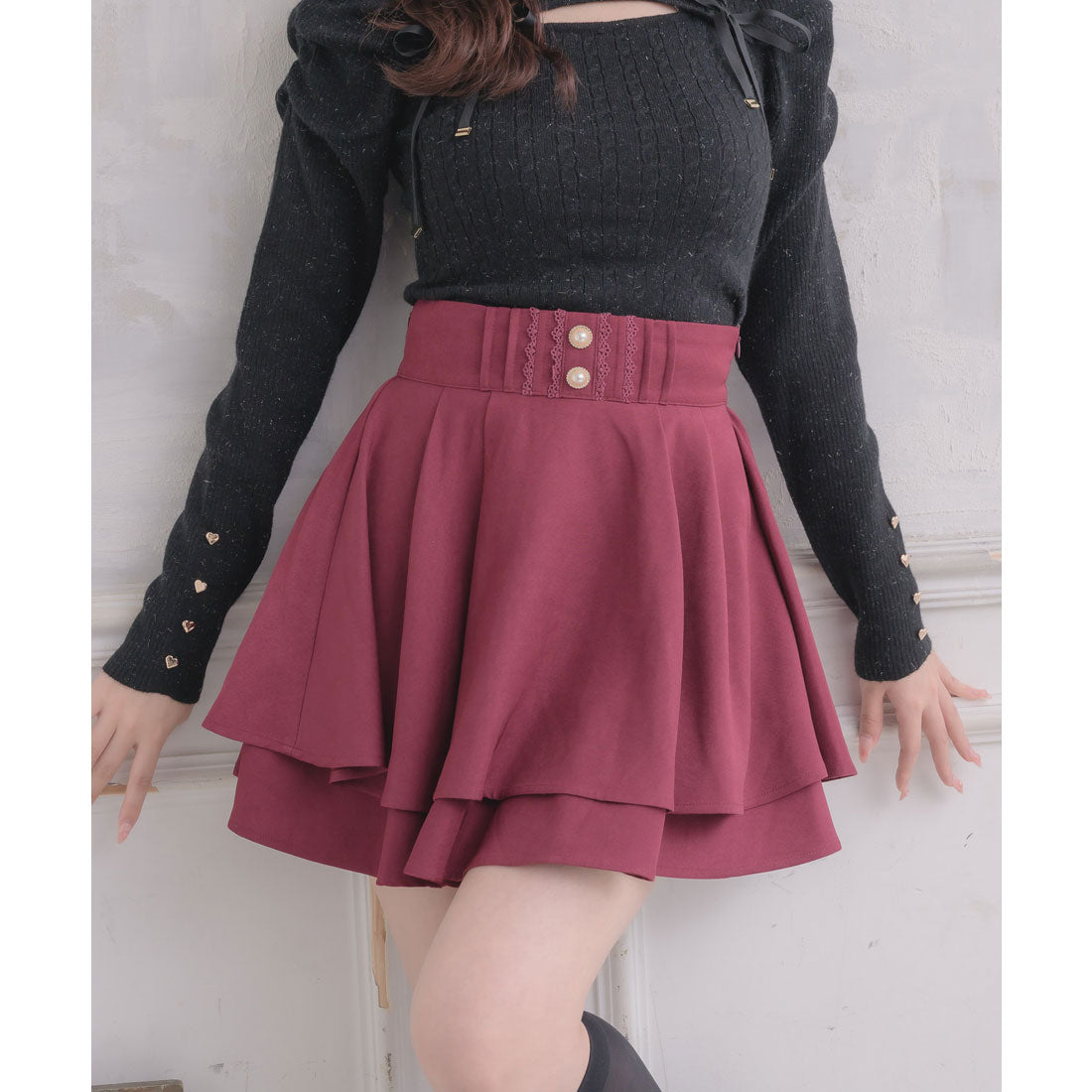 ロジータ ROJITA バックリボンダブルフレアスカパン （ボルドー） ボルドー
