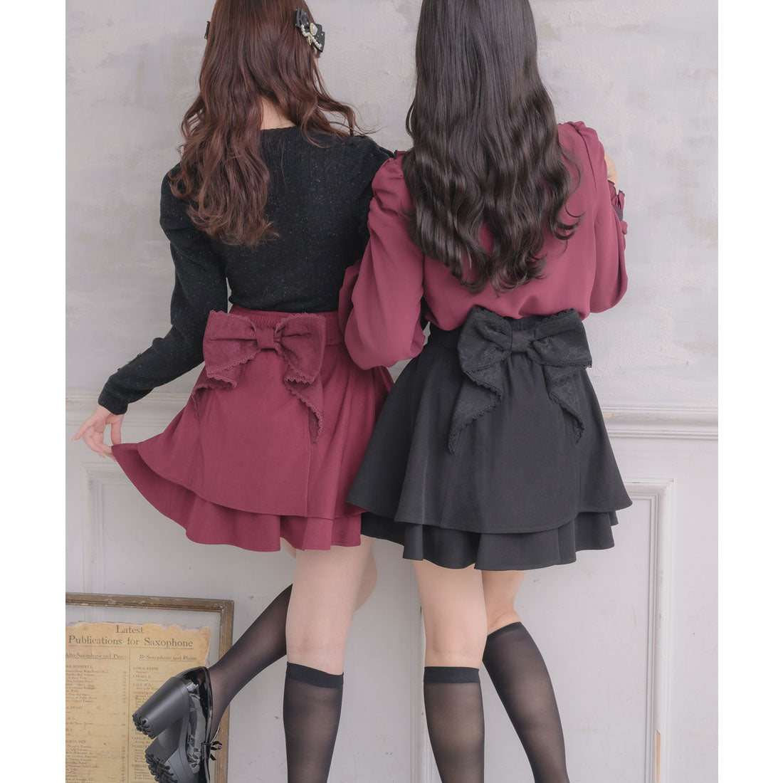 ロジータ ROJITA バックリボンダブルフレアスカパン （ボルドー） ボルドー