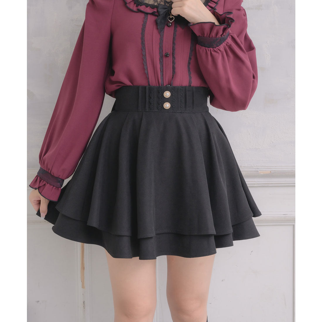 ロジータ ROJITA バックリボンダブルフレアスカパン （ブラック） ブラック