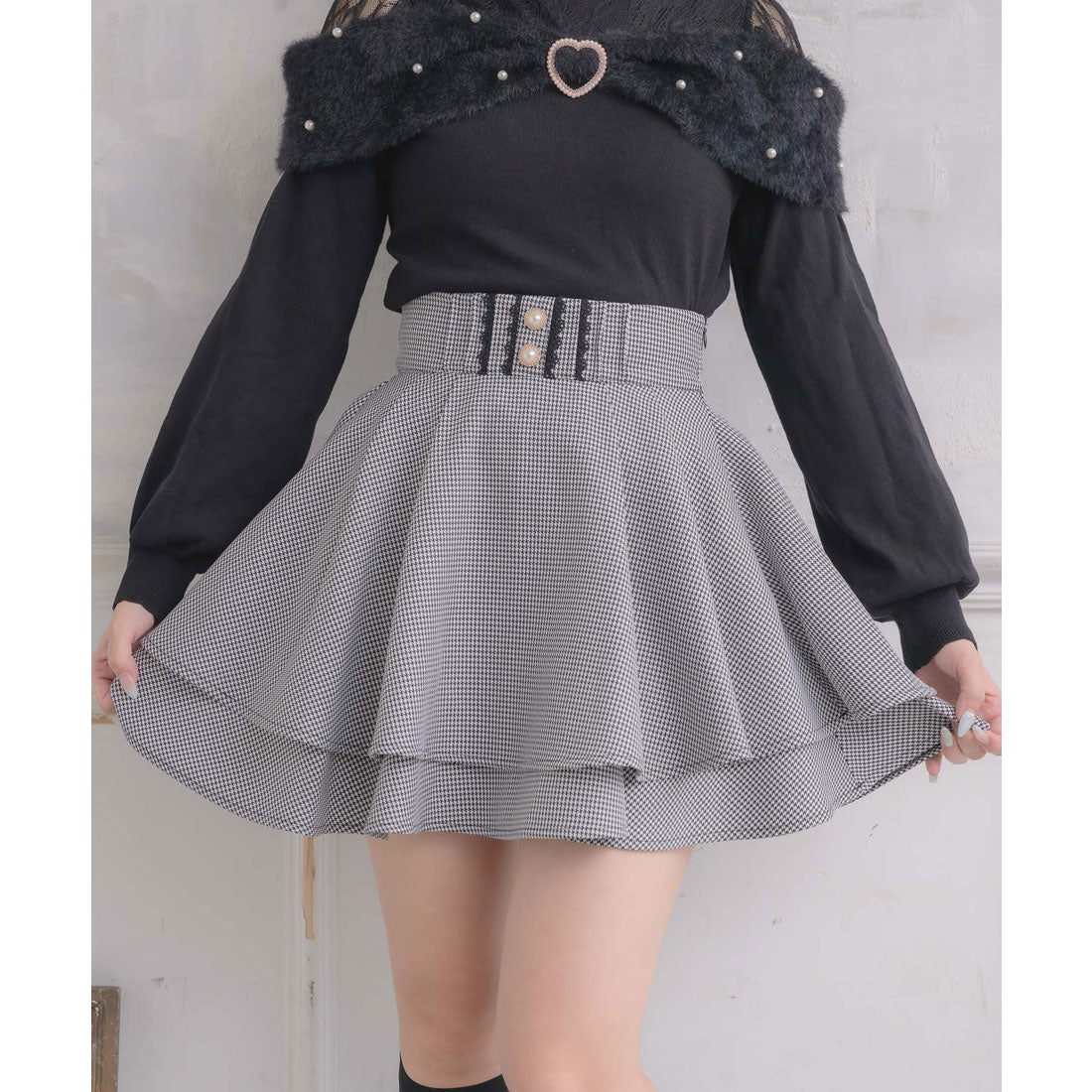 ロジータ ROJITA バックリボンダブルフレアスカパン （チェック） チェック