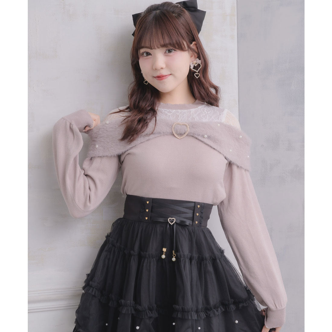 ロジータ ROJITA リボンデザインニットトップス （ピンク） ピンク