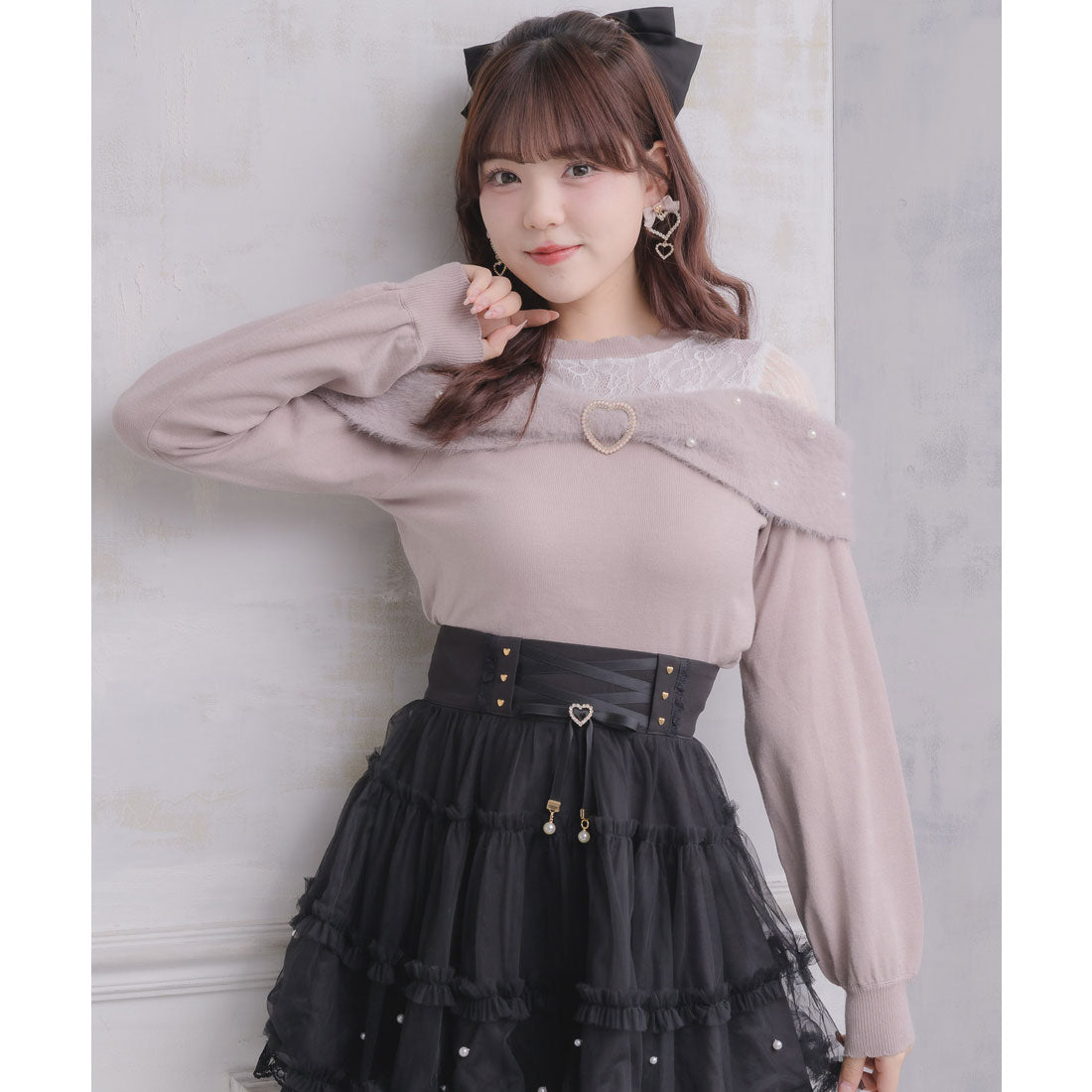 ロジータ ROJITA リボンデザインニットトップス （ピンク） ピンク