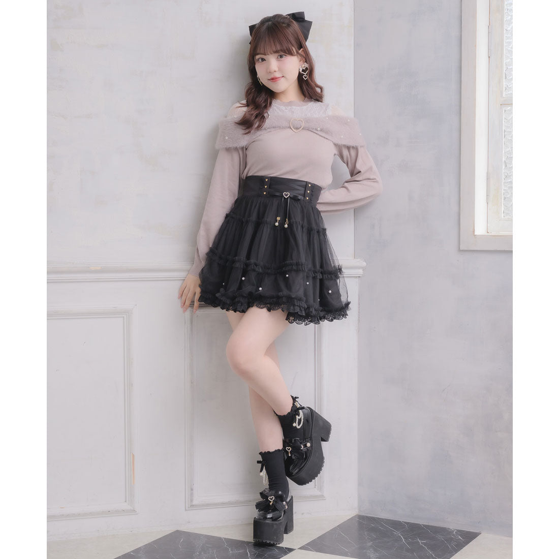 ロジータ ROJITA リボンデザインニットトップス （ピンク） ピンク