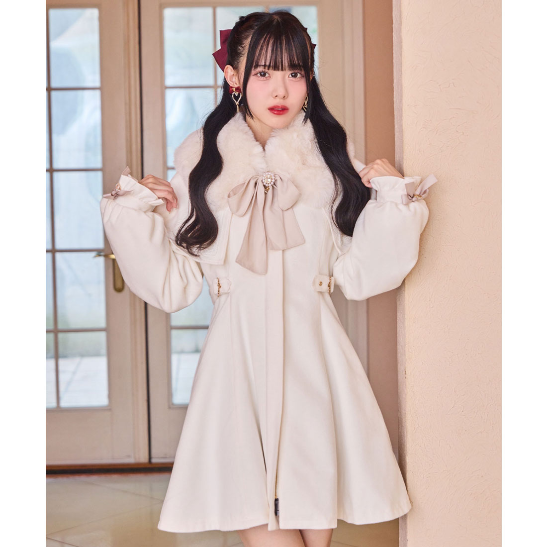 ロジータ ROJITA マルチWAYケープファーカラーコート （ホワイト） ホワイト