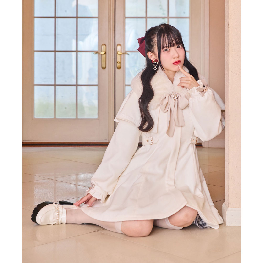 ロジータ ROJITA マルチWAYケープファーカラーコート （ホワイト） ホワイト