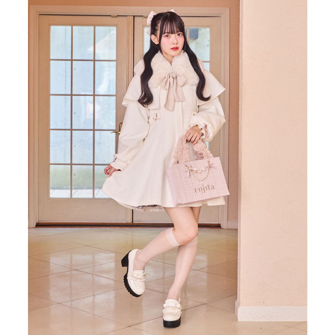 ロジータ ROJITA マルチWAYケープファーカラーコート （ホワイト） ホワイト