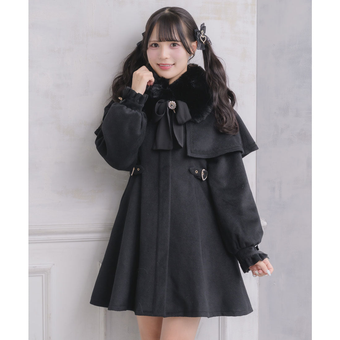 ロジータ ROJITA マルチWAYケープファーカラーコート （ブラック） ブラック