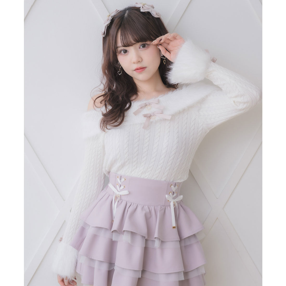 ロジータ ROJITA シャギーオフショルニットトップス （ホワイト） ホワイト