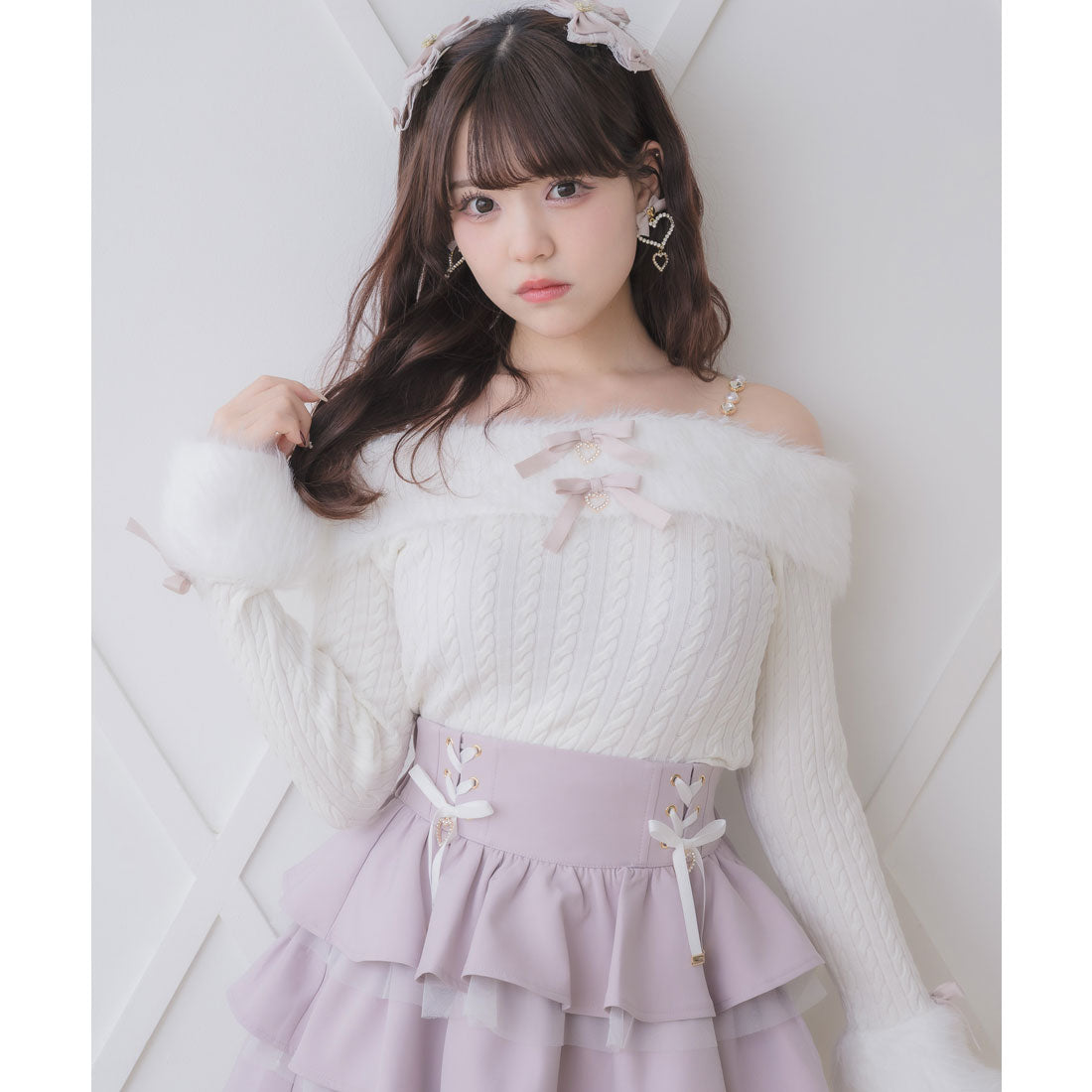 ロジータ ROJITA シャギーオフショルニットトップス （ホワイト） ホワイト
