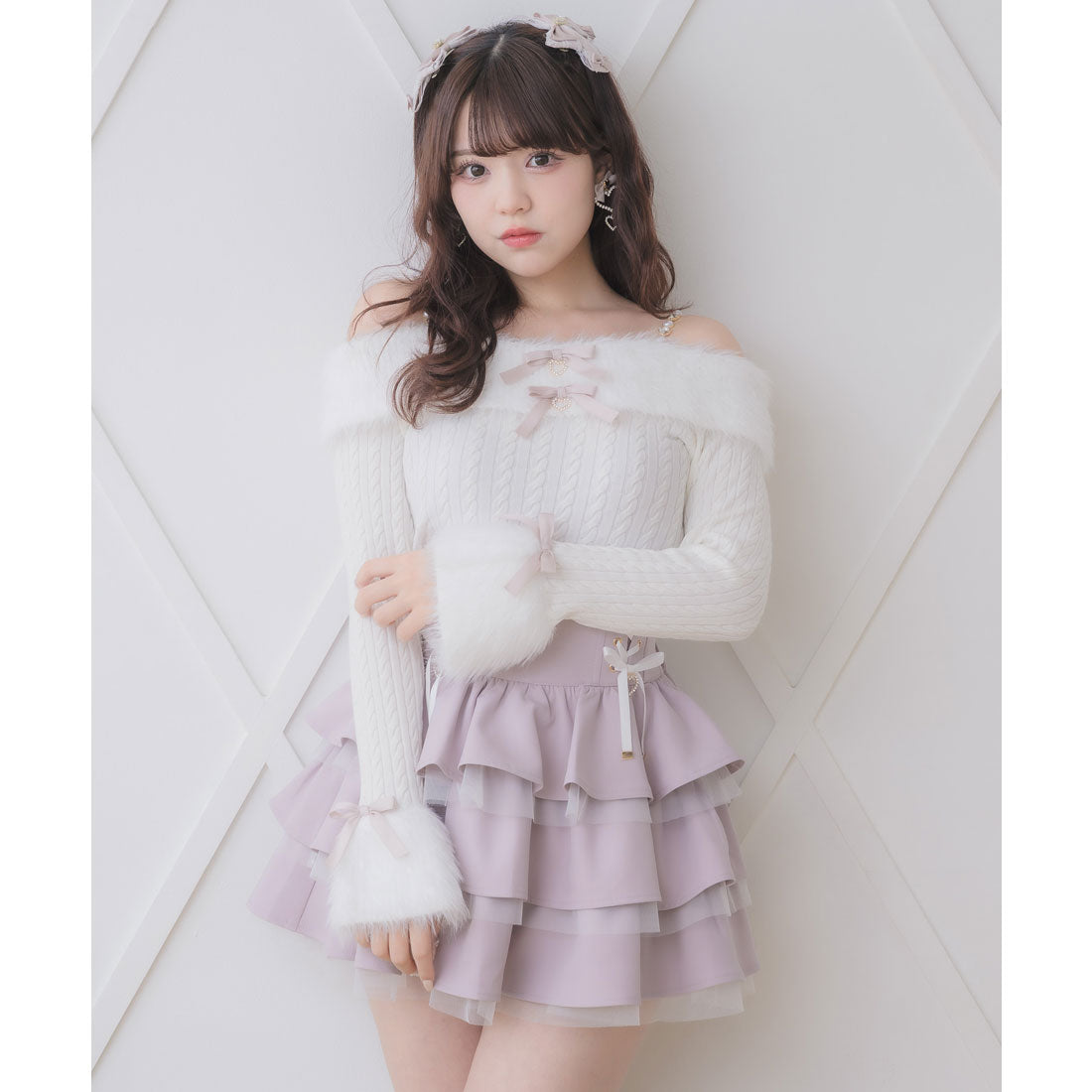 ロジータ ROJITA シャギーオフショルニットトップス （ホワイト） ホワイト