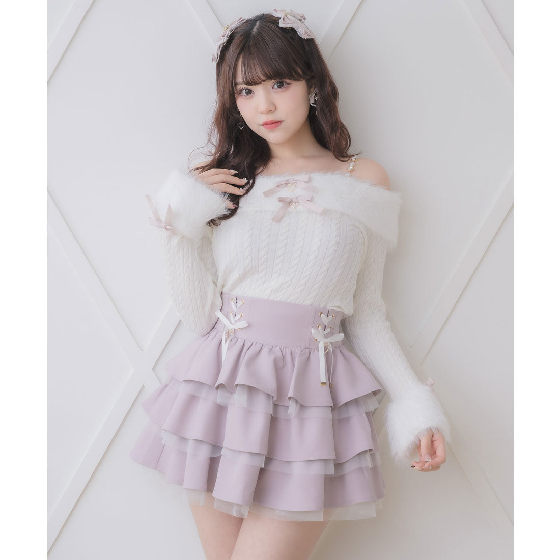 ロジータ ROJITA シャギーオフショルニットトップス （ホワイト） ホワイト