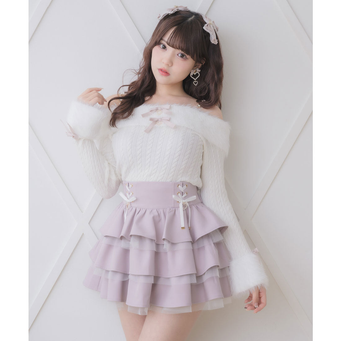 ロジータ ROJITA シャギーオフショルニットトップス （ホワイト） ホワイト