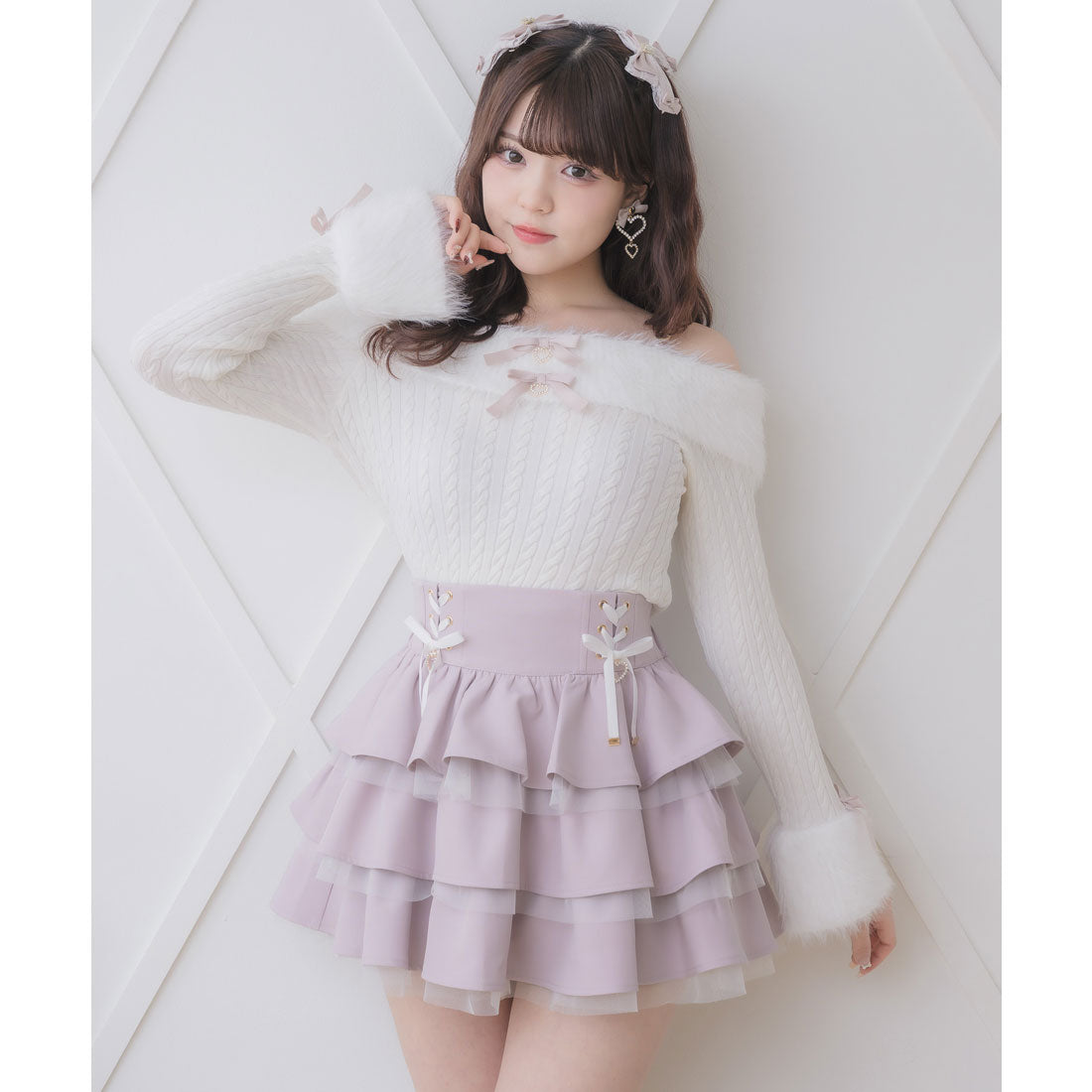 ロジータ ROJITA シャギーオフショルニットトップス （ホワイト） ホワイト