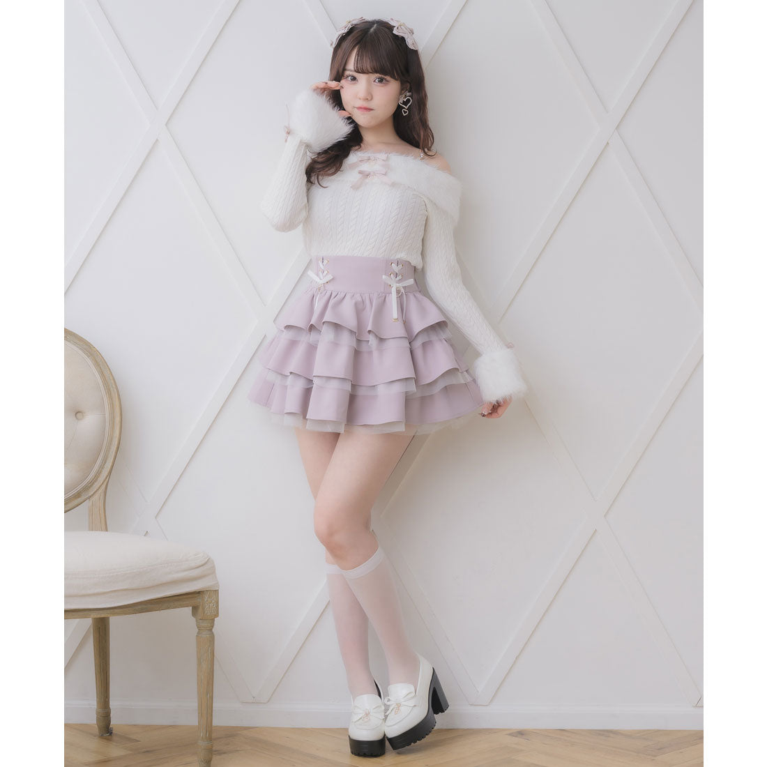 ロジータ ROJITA シャギーオフショルニットトップス （ホワイト） ホワイト
