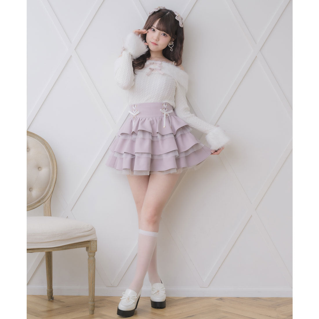 ロジータ ROJITA シャギーオフショルニットトップス （ホワイト） ホワイト