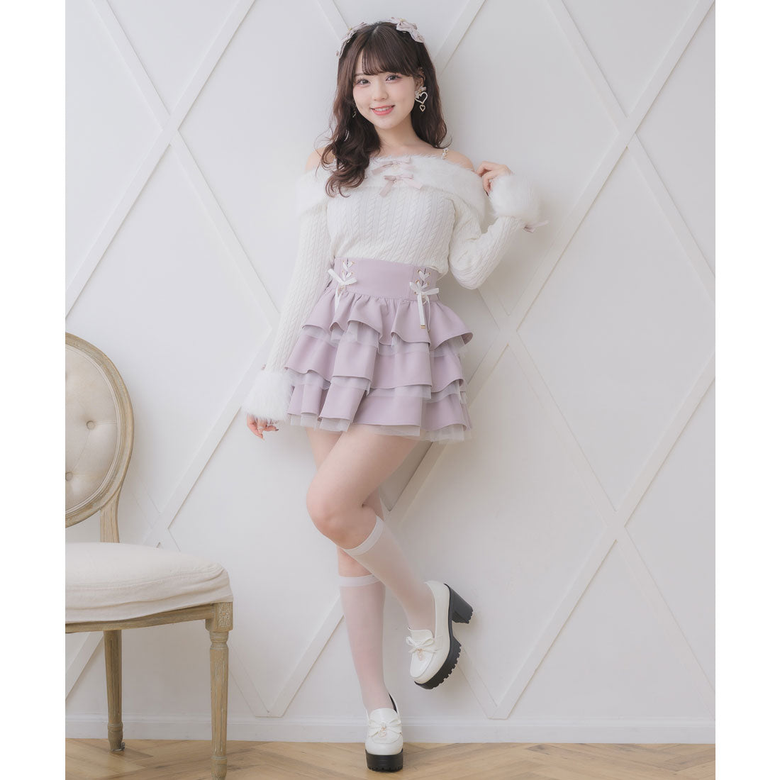 ロジータ ROJITA シャギーオフショルニットトップス （ホワイト） ホワイト