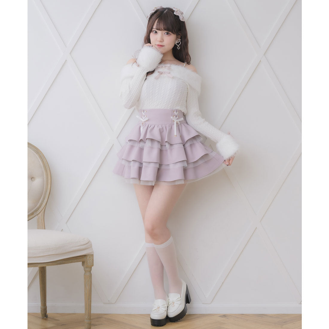 ロジータ ROJITA シャギーオフショルニットトップス （ホワイト） ホワイト