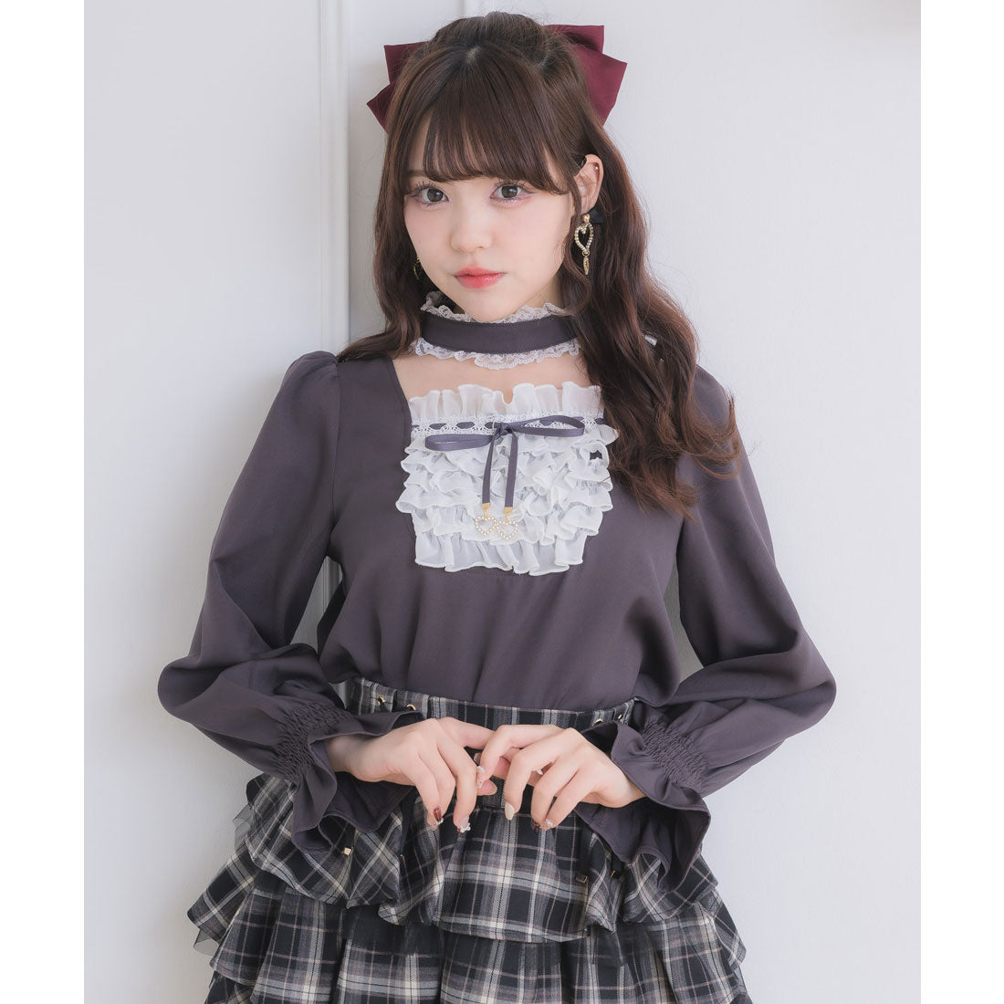 ロジータ ROJITA メイドライクフリルトップス （グレー） グレー