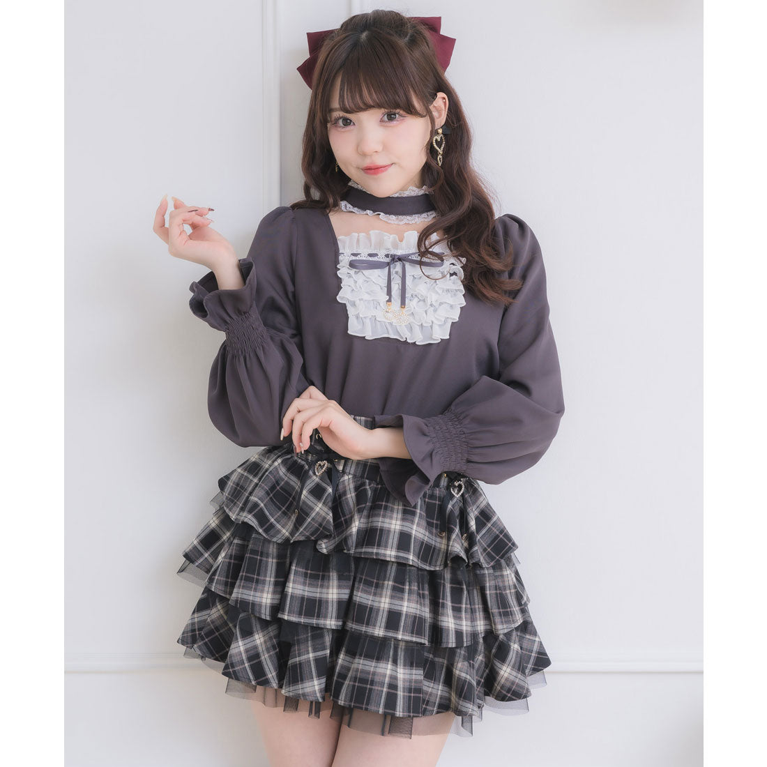 ロジータ ROJITA メイドライクフリルトップス （グレー） グレー