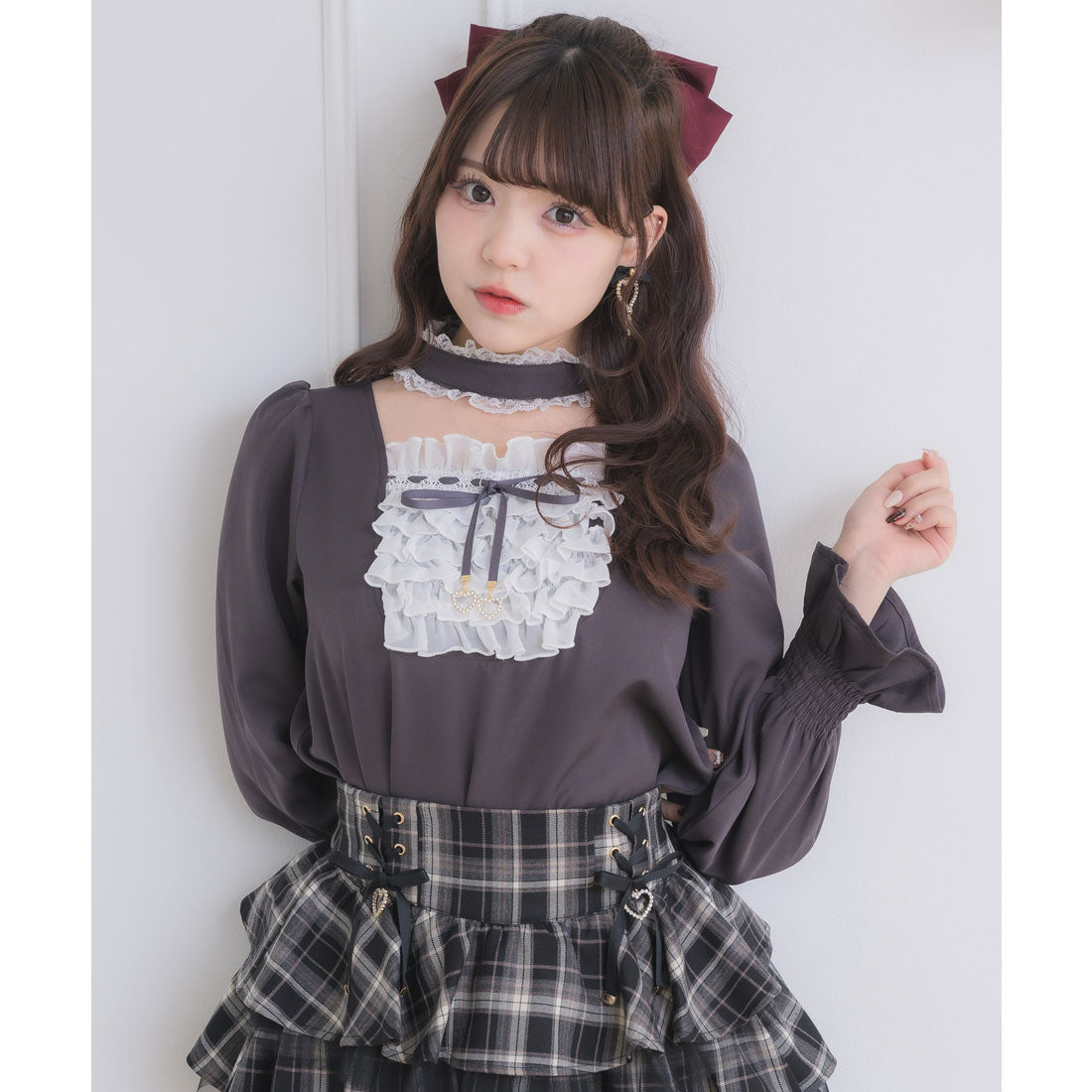 ロジータ ROJITA メイドライクフリルトップス （グレー） グレー