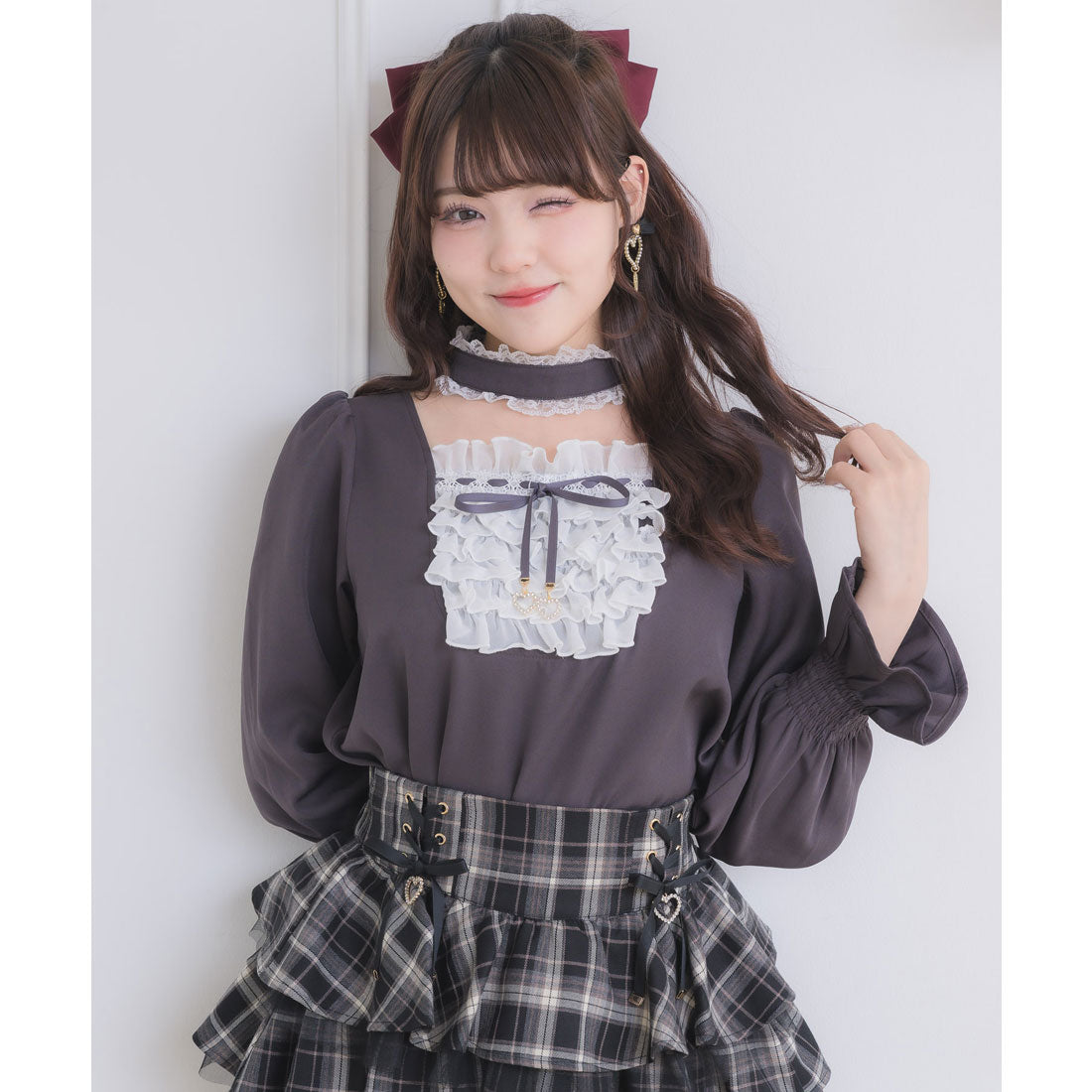 ロジータ ROJITA メイドライクフリルトップス （グレー） グレー