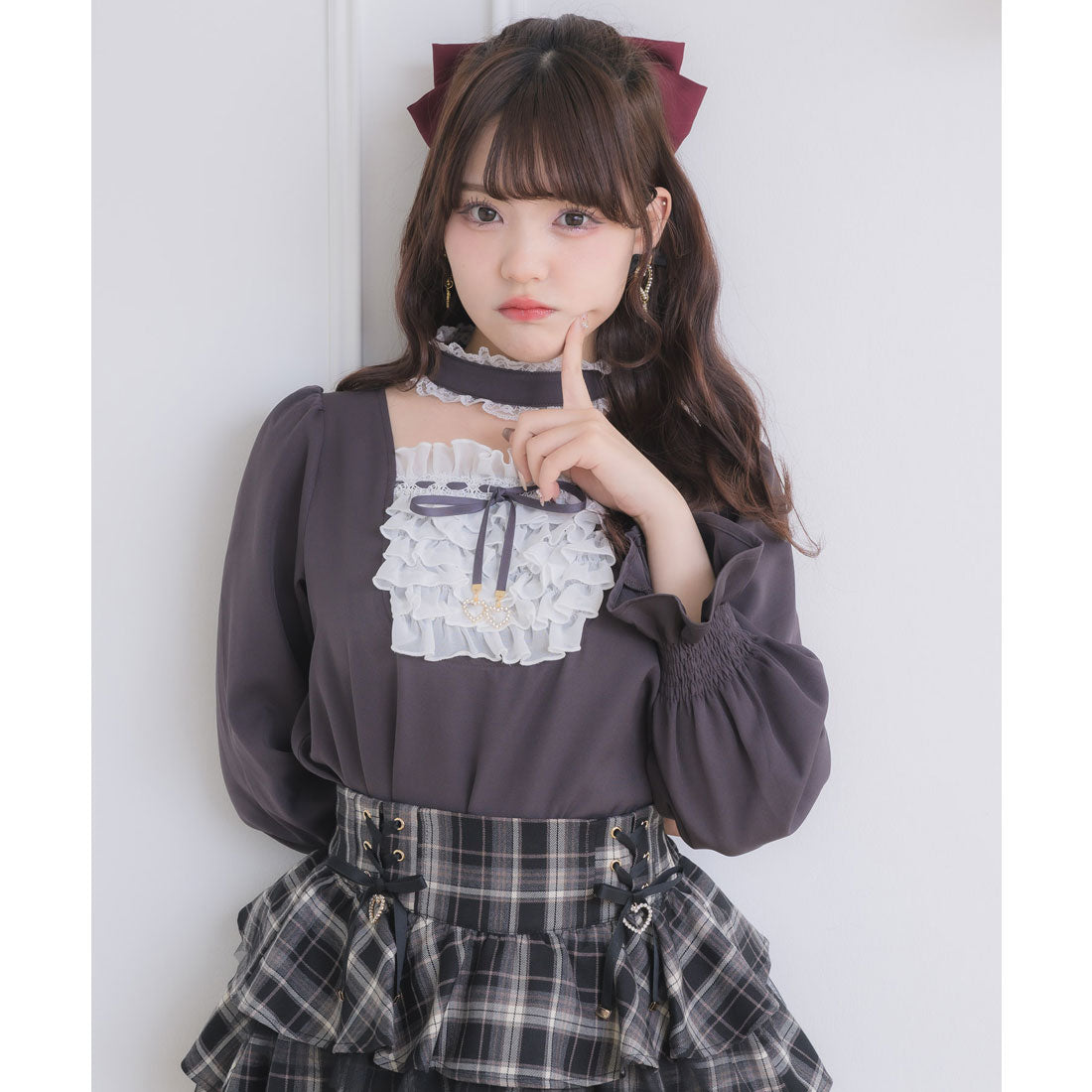 ロジータ ROJITA メイドライクフリルトップス （グレー） グレー