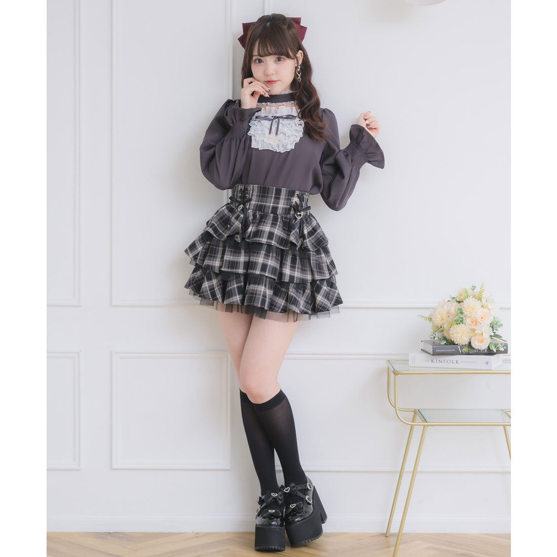 ロジータ ROJITA メイドライクフリルトップス （グレー） グレー