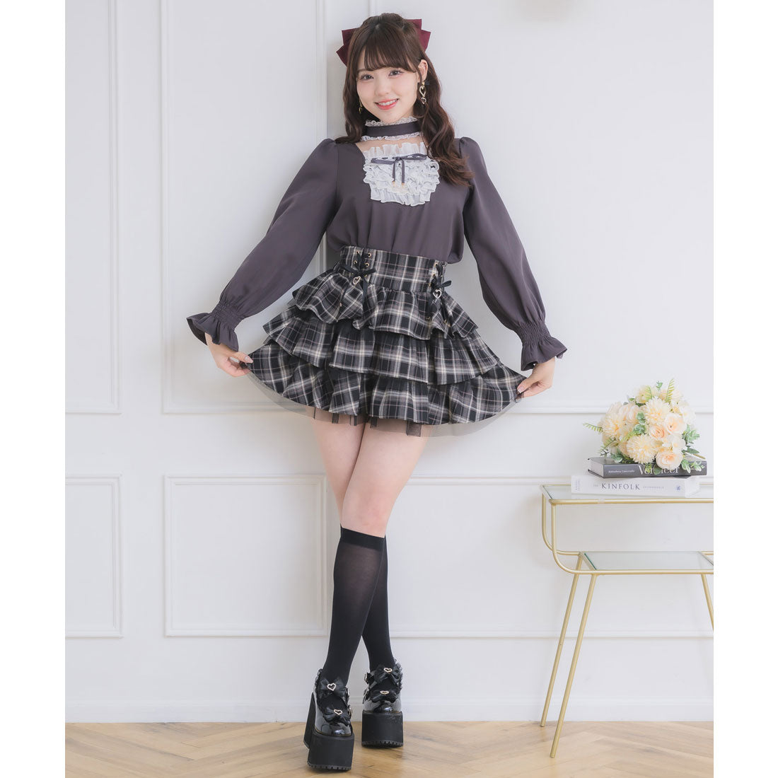 ロジータ ROJITA メイドライクフリルトップス （グレー） グレー