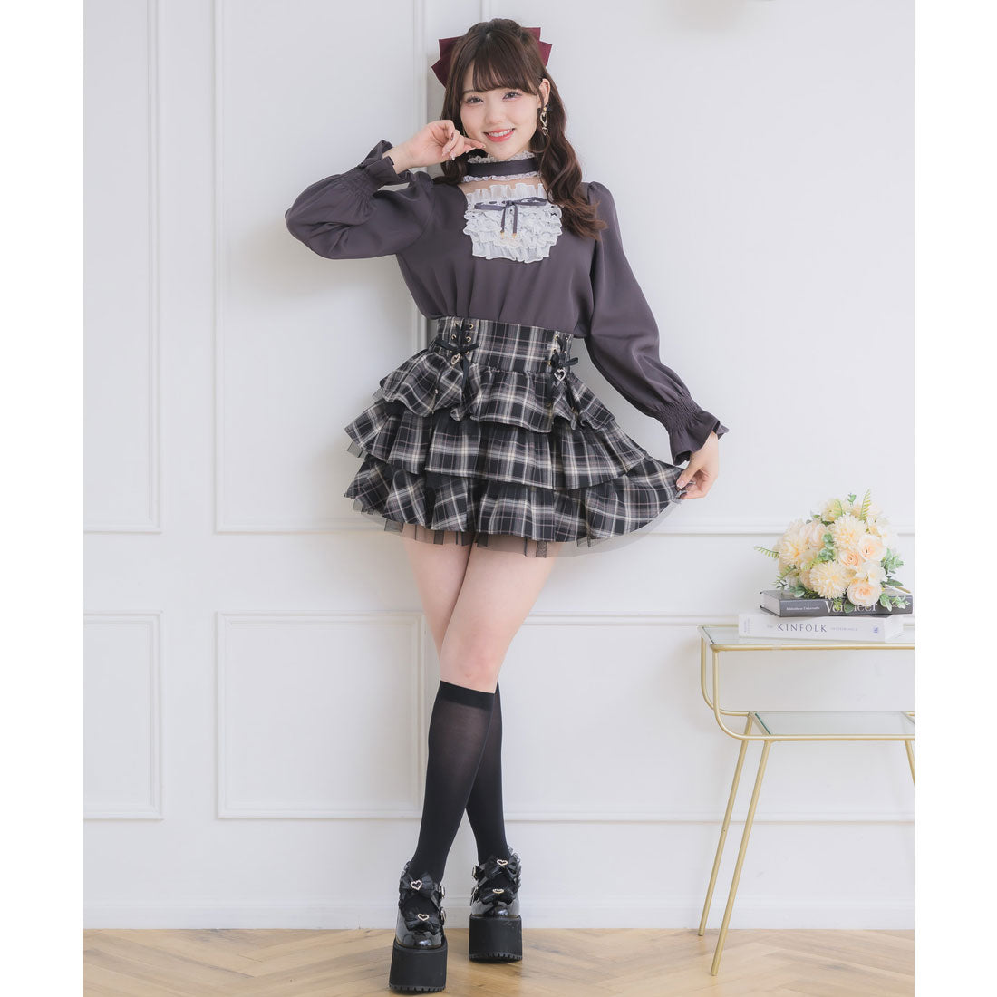 ロジータ ROJITA メイドライクフリルトップス （グレー） グレー