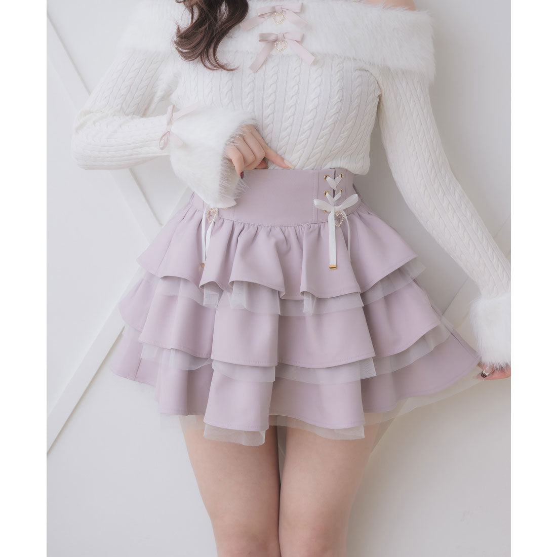 ロジータ ROJITA レースアップティアードミニスカパン （ピンク） ピンク