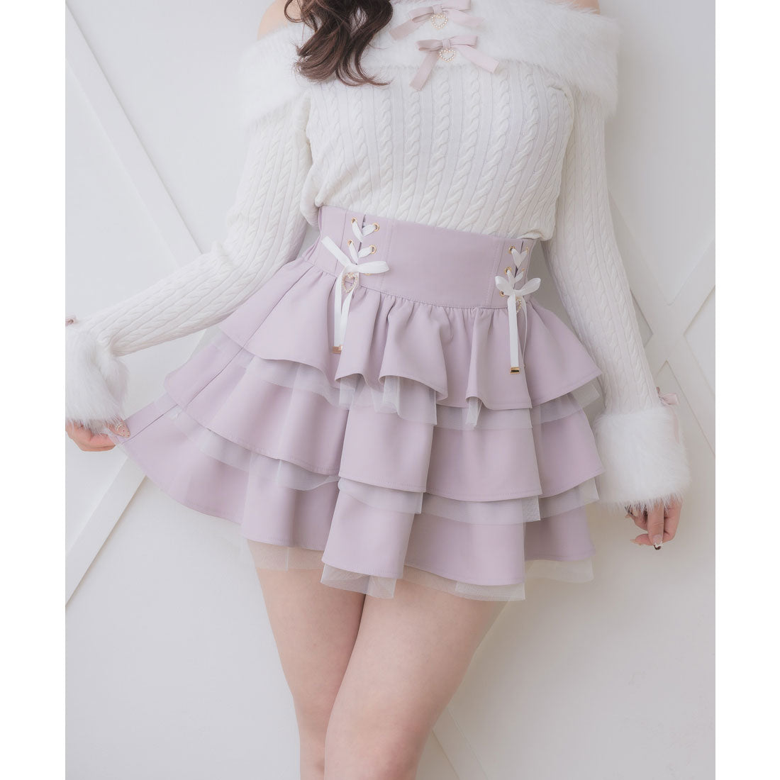 ロジータ ROJITA レースアップティアードミニスカパン （ピンク） ピンク