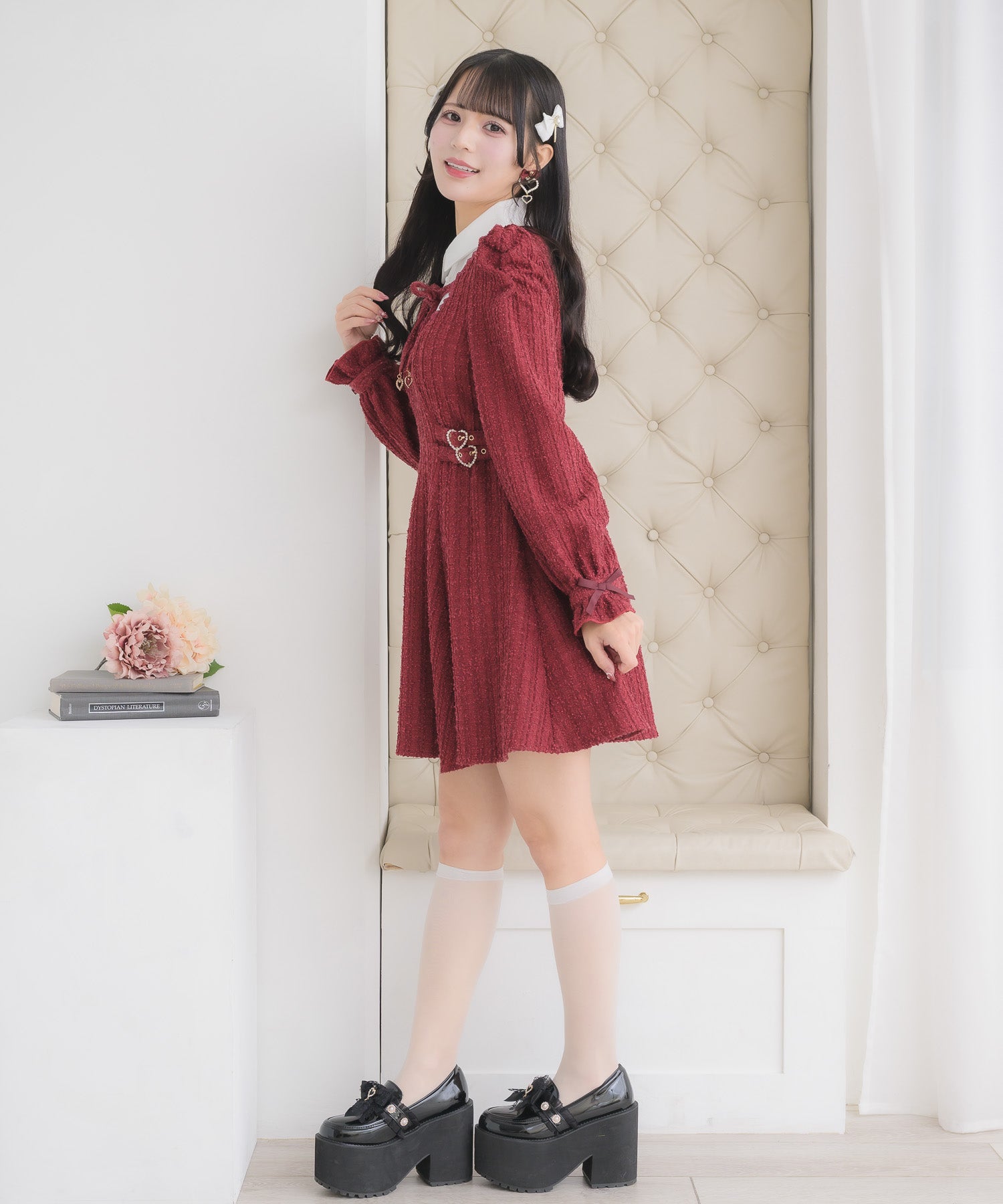 ロジータ ROJITA レイヤードラメツイードワンピース （ボルドー） ボルドー