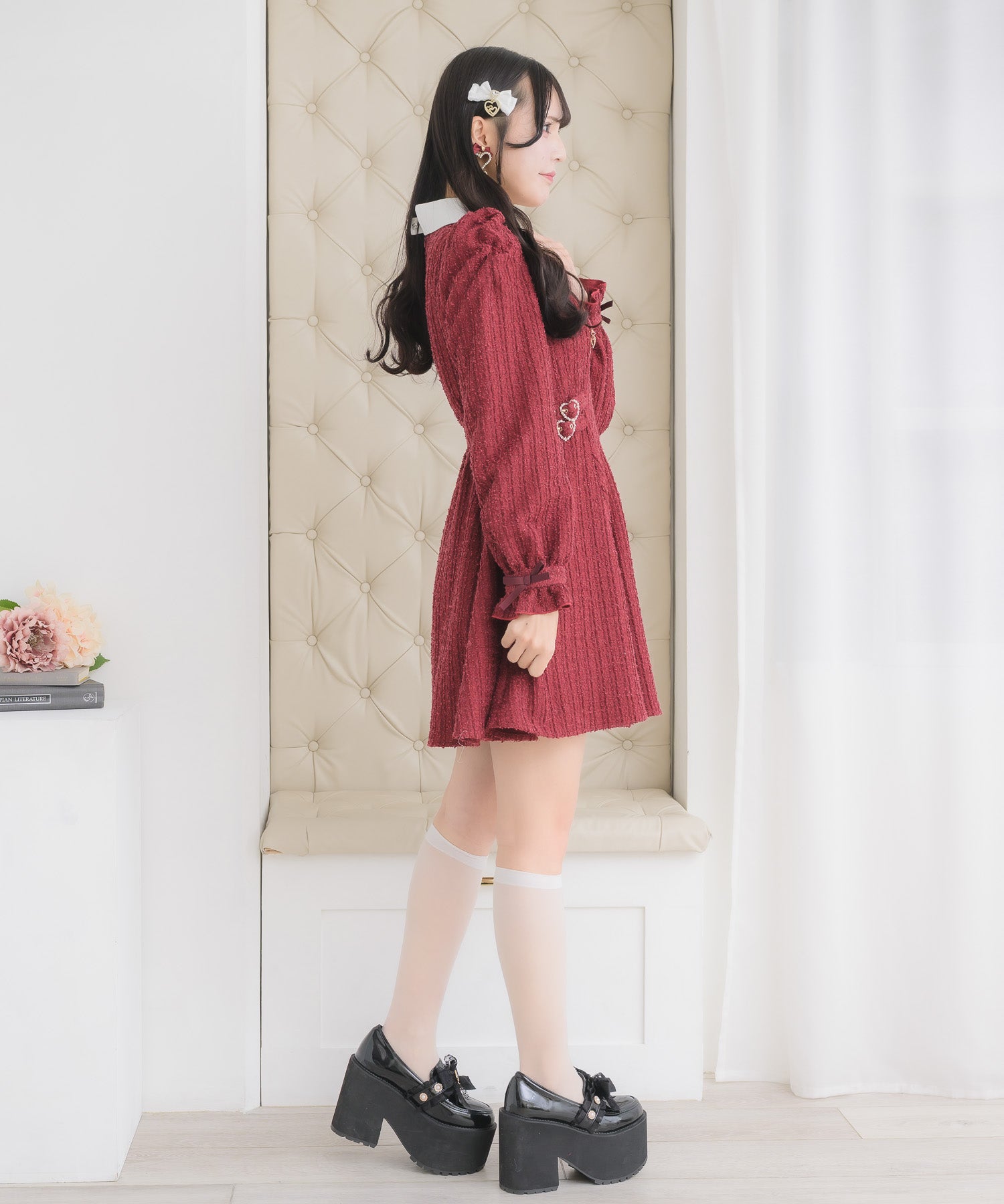 ロジータ ROJITA レイヤードラメツイードワンピース （ボルドー） ボルドー