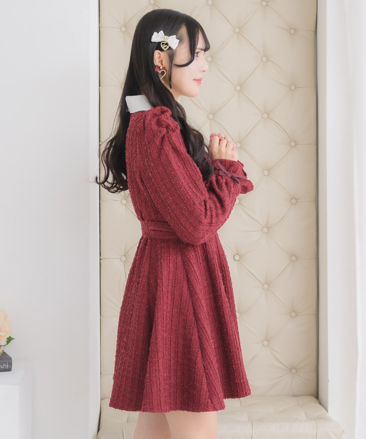 ロジータ ROJITA レイヤードラメツイードワンピース （ボルドー） ボルドー