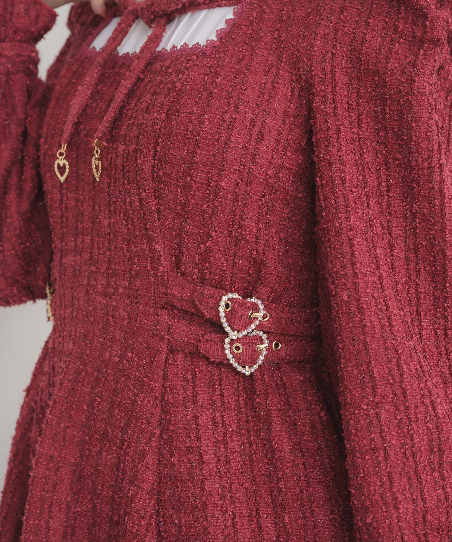 ロジータ ROJITA レイヤードラメツイードワンピース （ボルドー） ボルドー