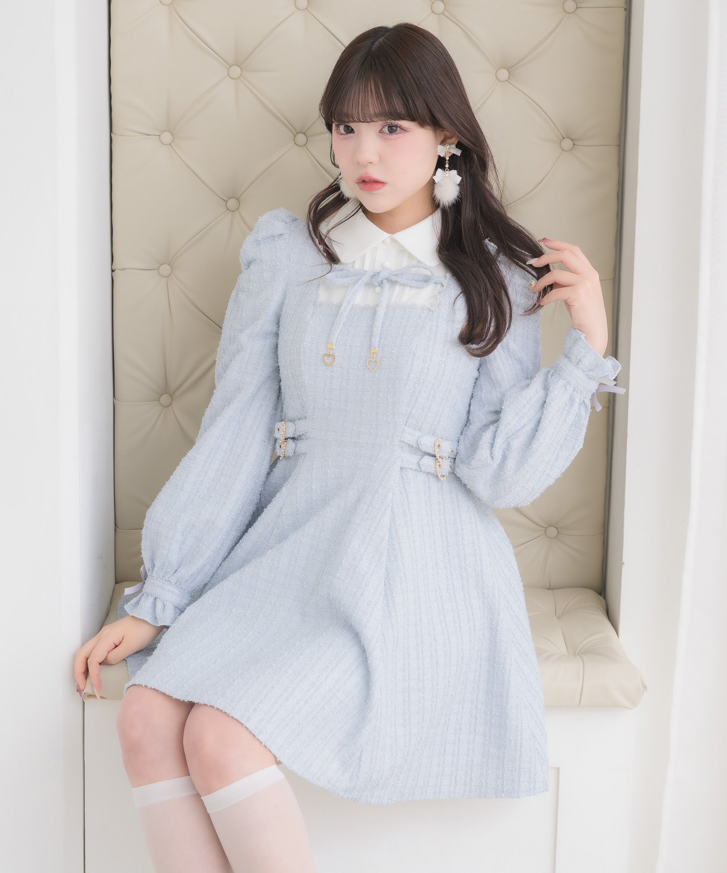 ロジータ ROJITA レイヤードラメツイードワンピース （サックス） サックス