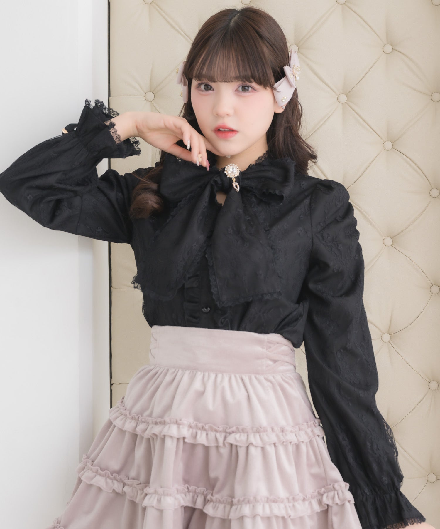 ロジータ ROJITA レースボウタイブラウス （ブラック） ブラック