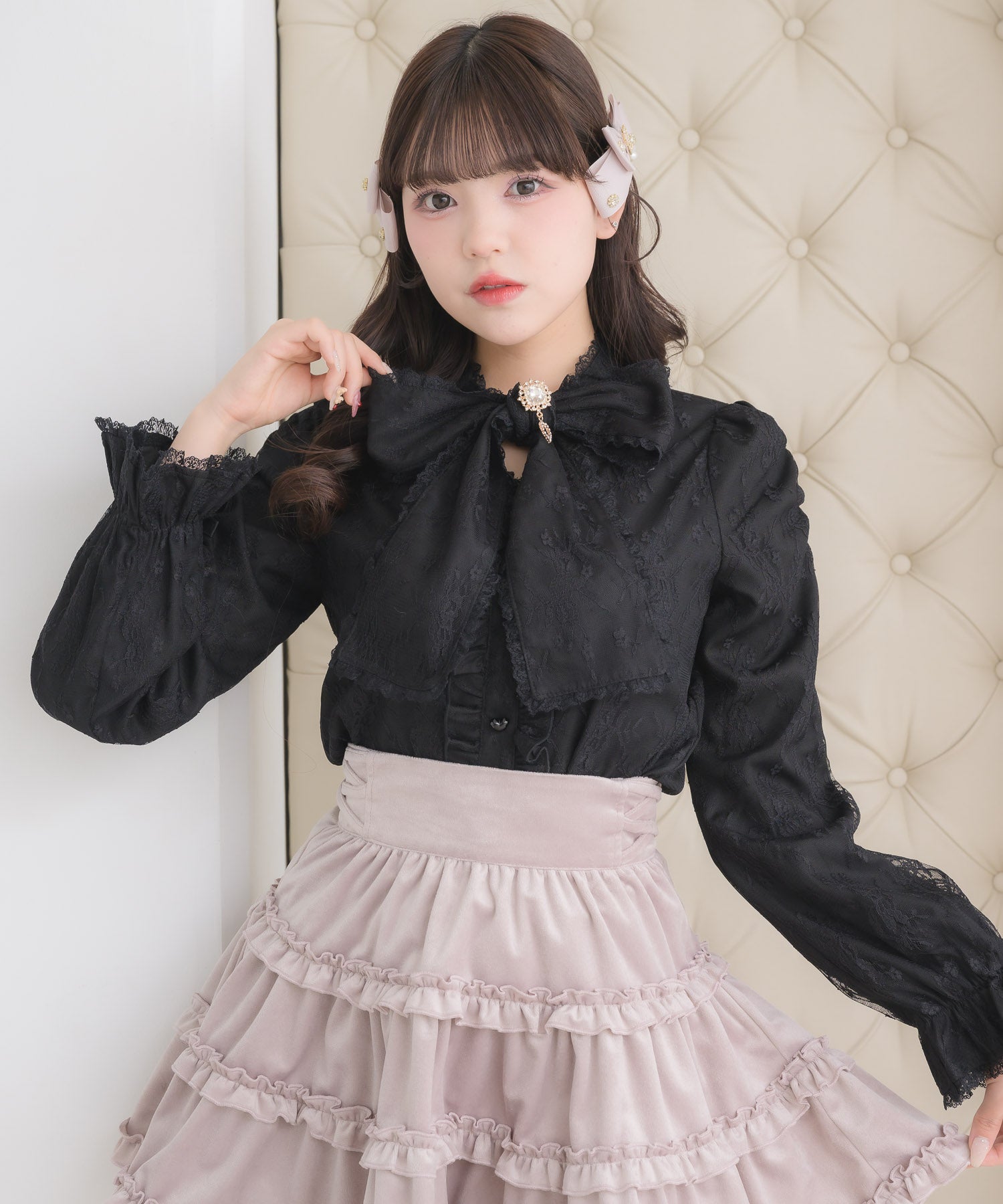 ロジータ ROJITA レースボウタイブラウス （ブラック） ブラック