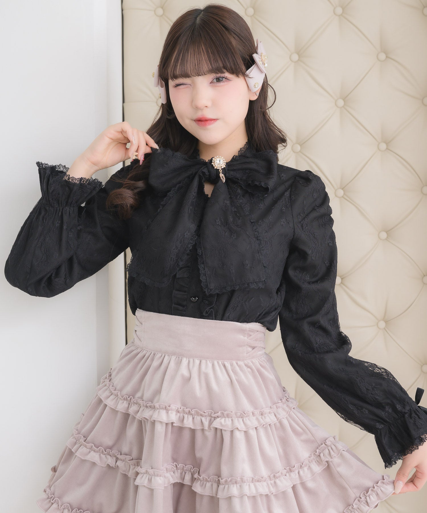 ロジータ ROJITA レースボウタイブラウス （ブラック） ブラック