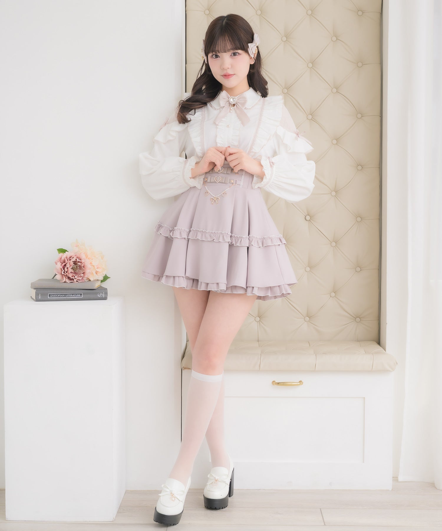 ロジータ ROJITA 配色レースラッフルブラウス （ホワイト） ホワイト