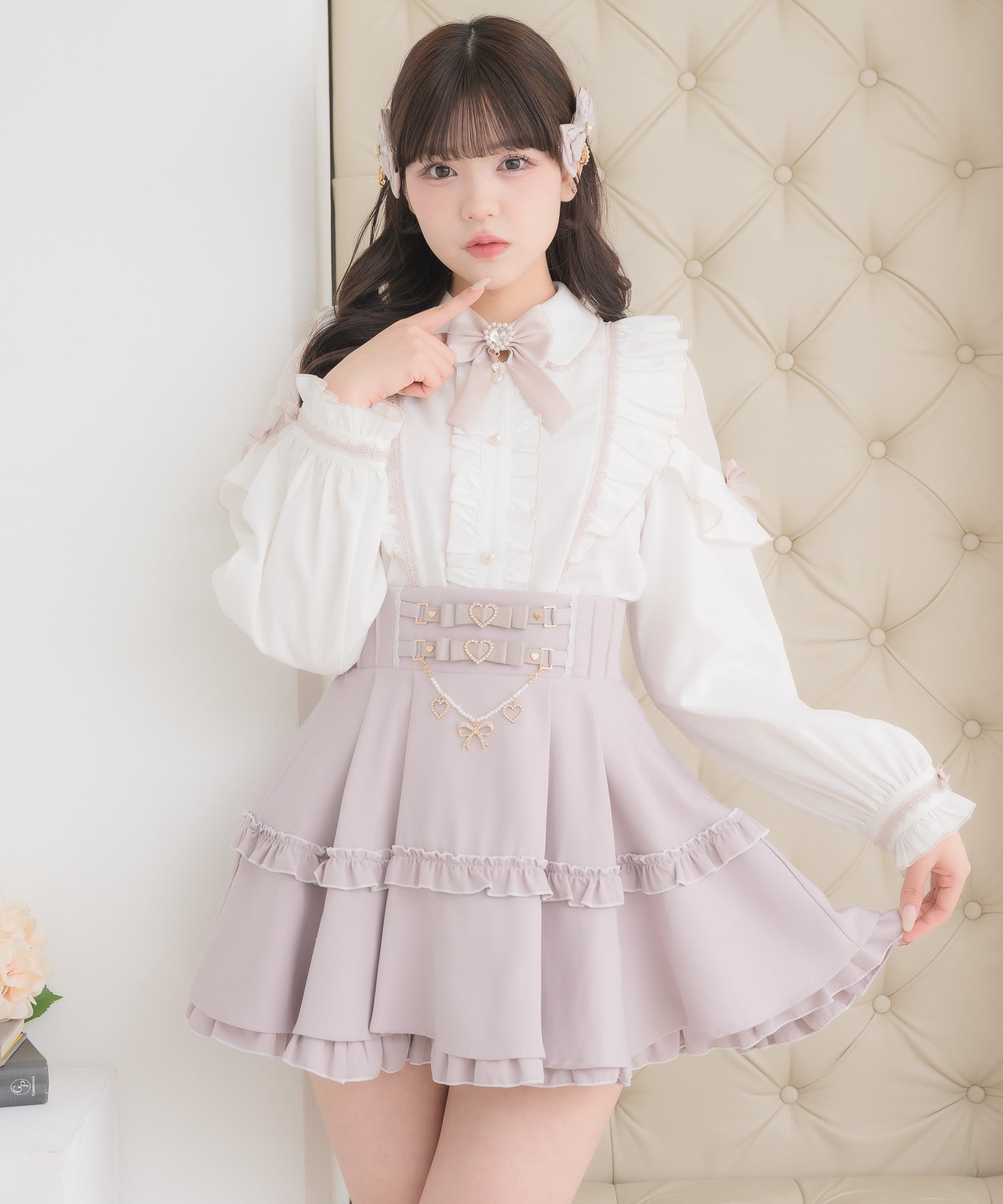 ロジータ ROJITA 配色レースラッフルブラウス （ホワイト） ホワイト