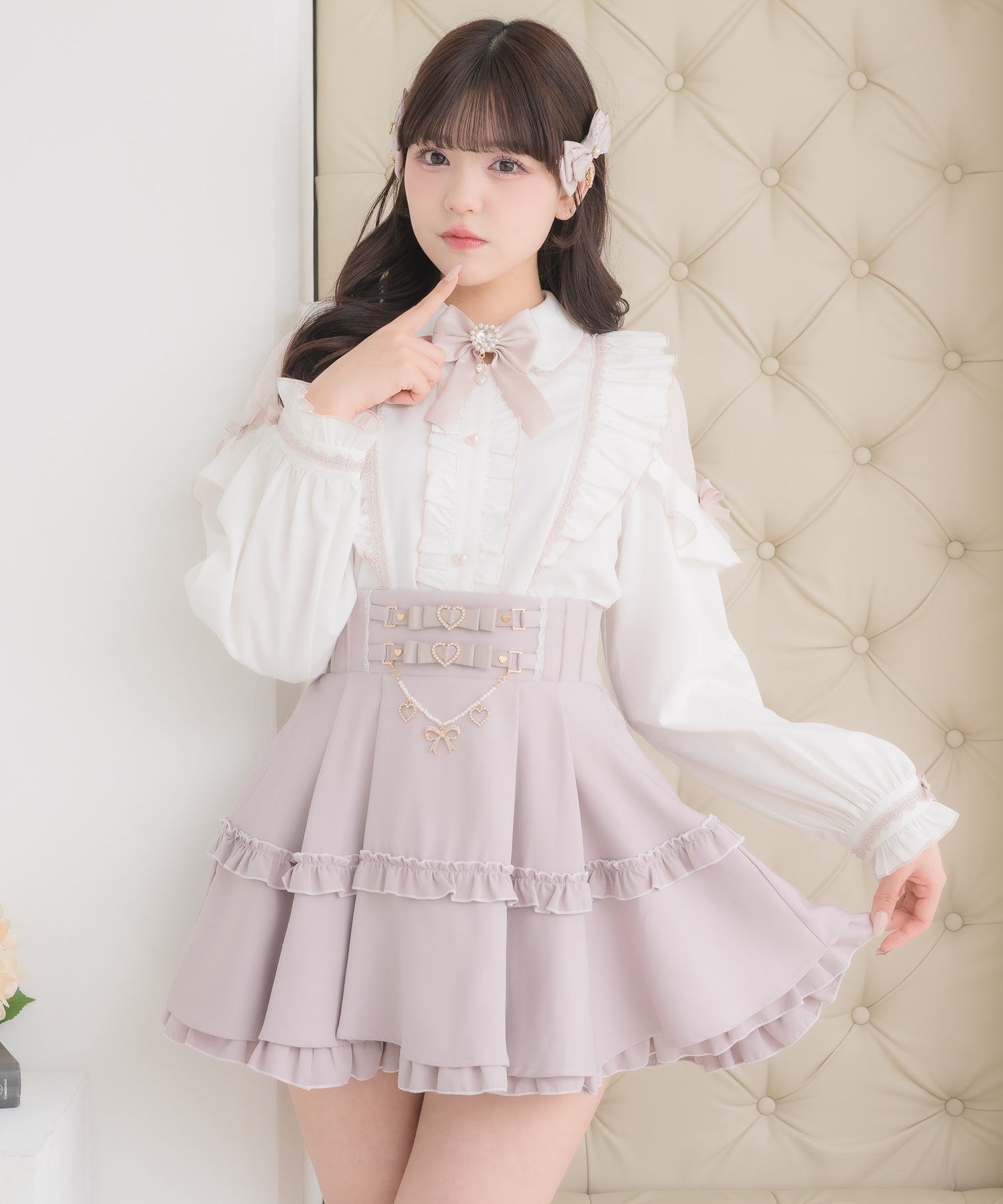 ロジータ ROJITA 配色レースラッフルブラウス （ホワイト） ホワイト