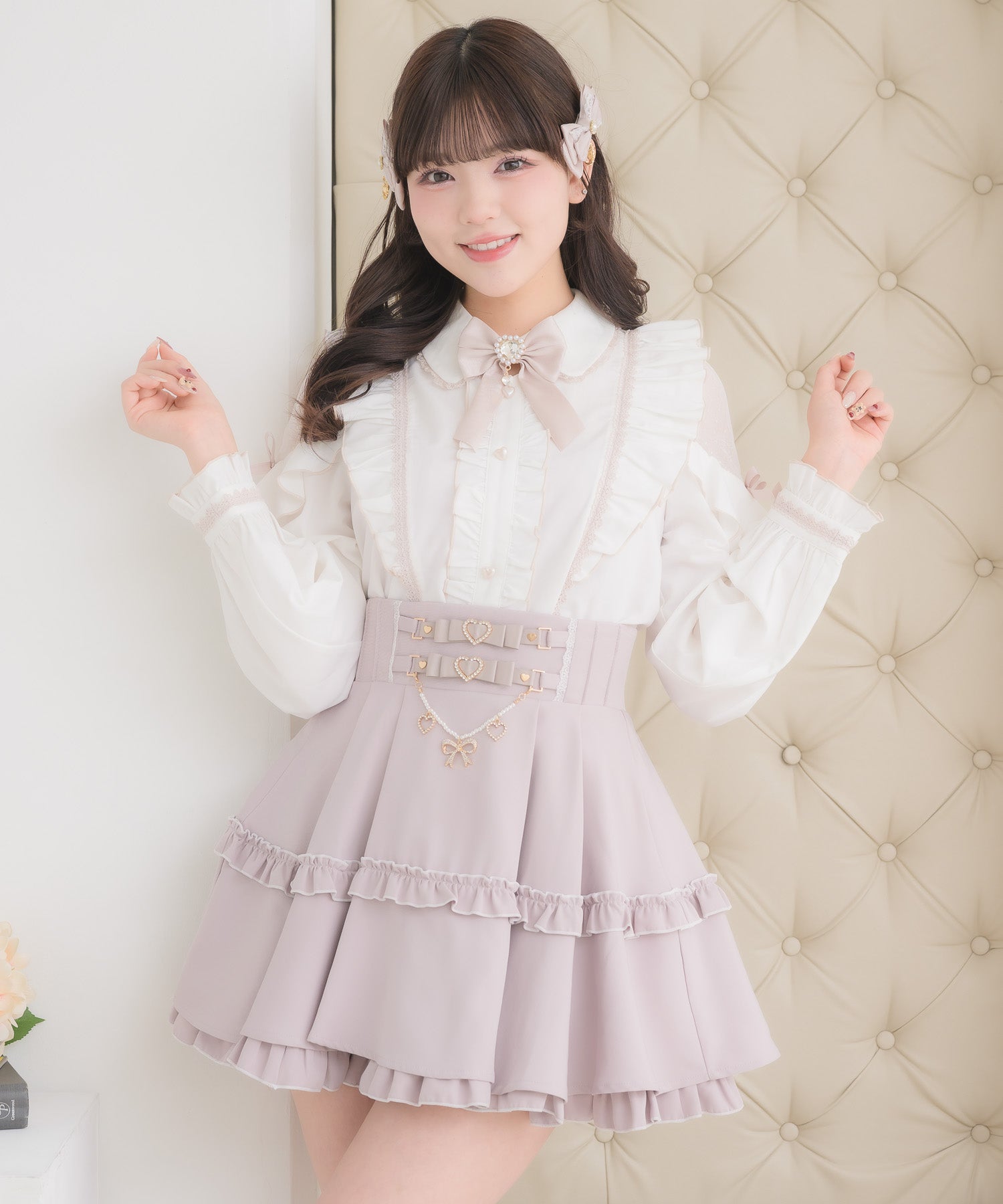 ロジータ ROJITA 配色レースラッフルブラウス （ホワイト） ホワイト