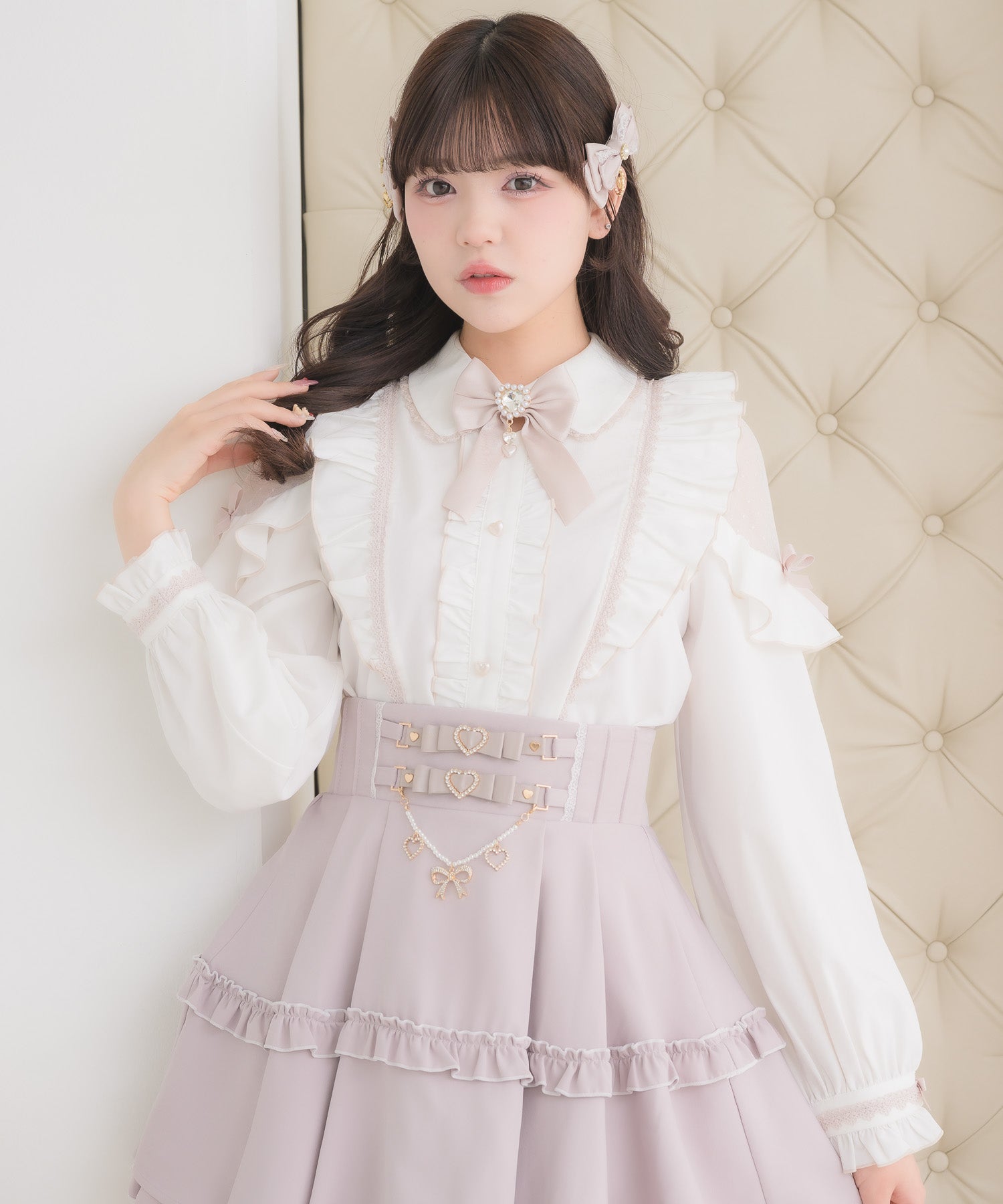 ロジータ ROJITA 配色レースラッフルブラウス （ホワイト） ホワイト