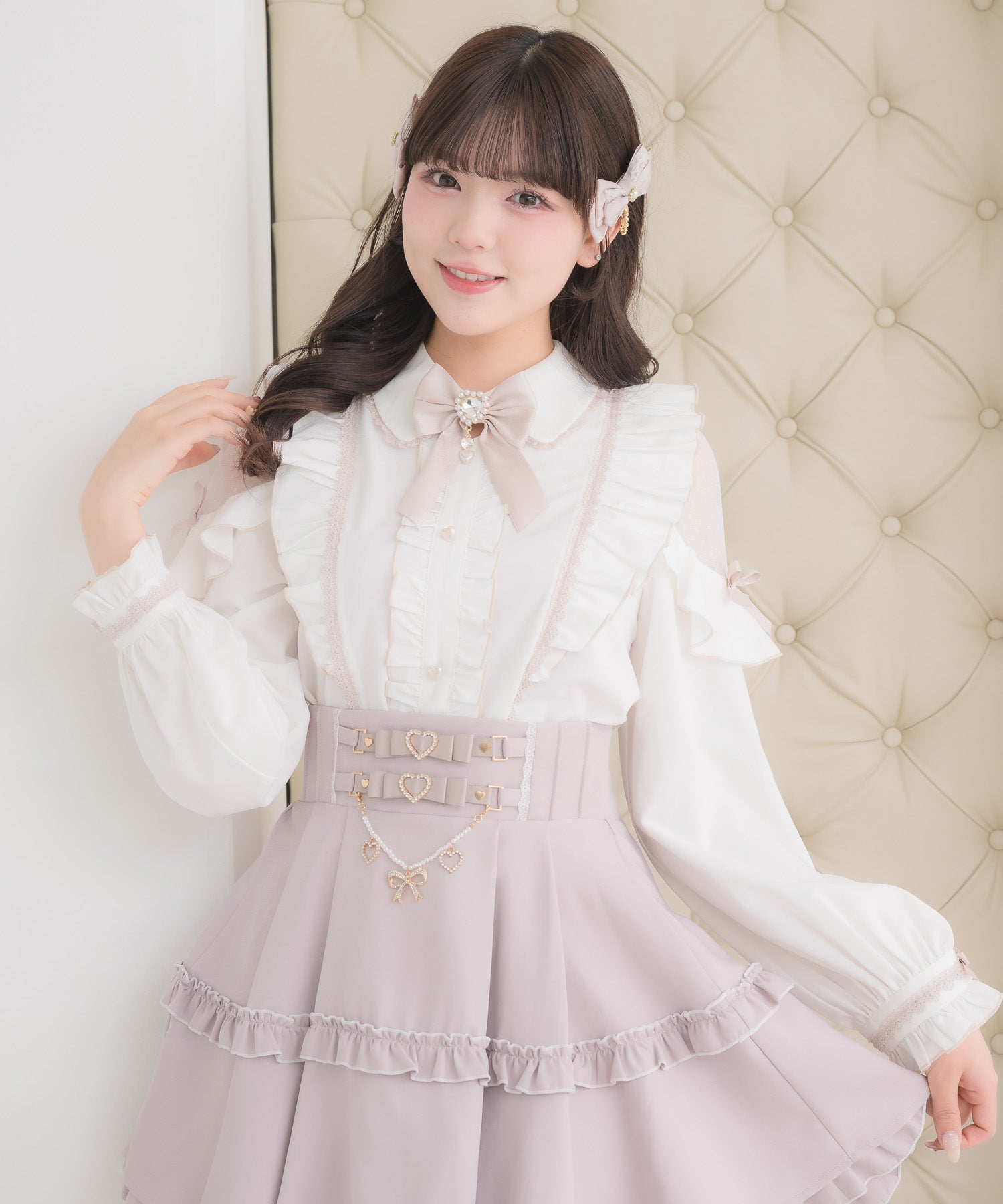 ロジータ ROJITA 配色レースラッフルブラウス （ホワイト） ホワイト